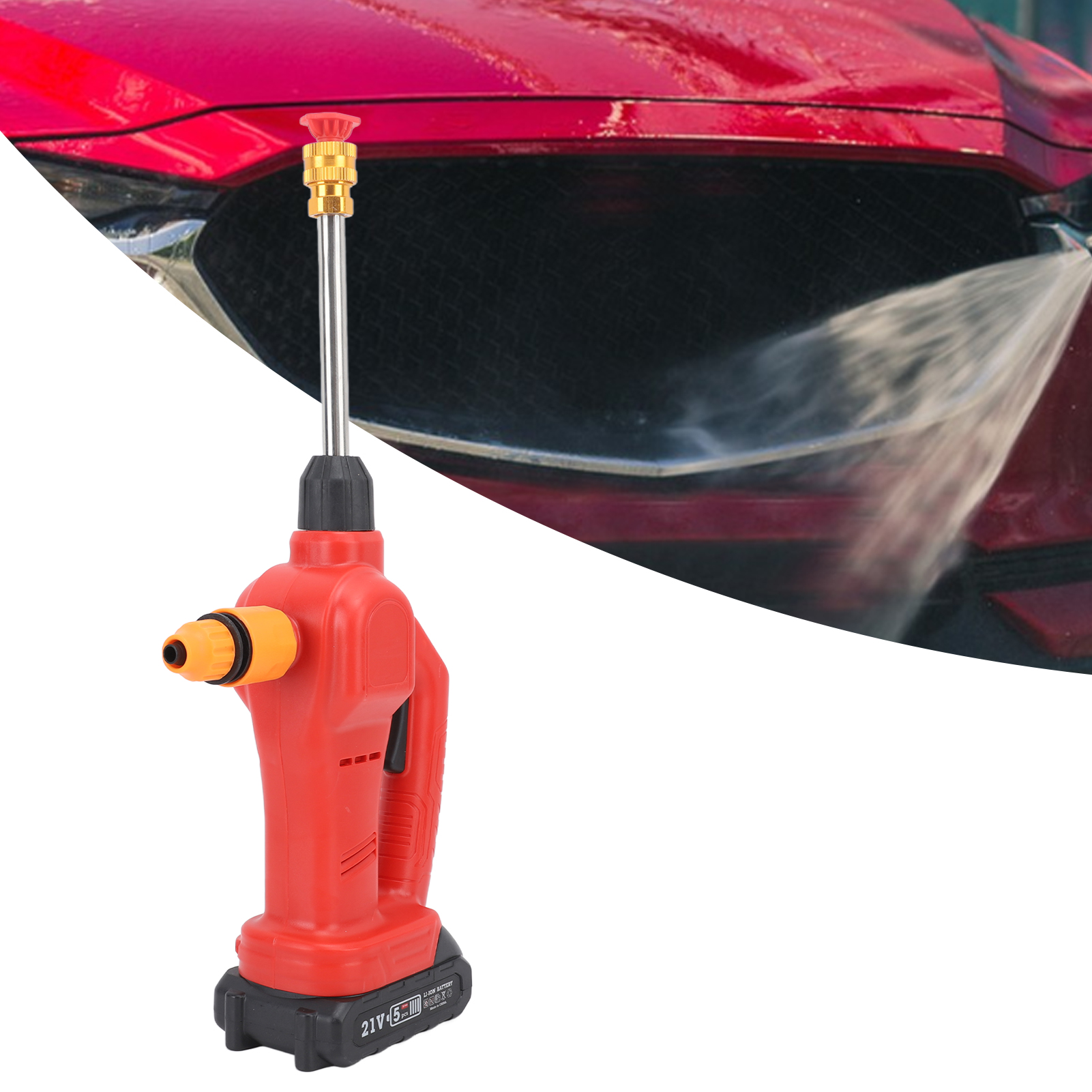 Hochdruck-wasserpistole Für Den Hausgebrauch, Z. B. Für Gartenarbeit, Blumenwäsche Und Autoreinigung Kunststoffgehäuse Nach Europäischem Standard, 100–240 V Für Einfache Handhabung, Akku Und Ladegerät