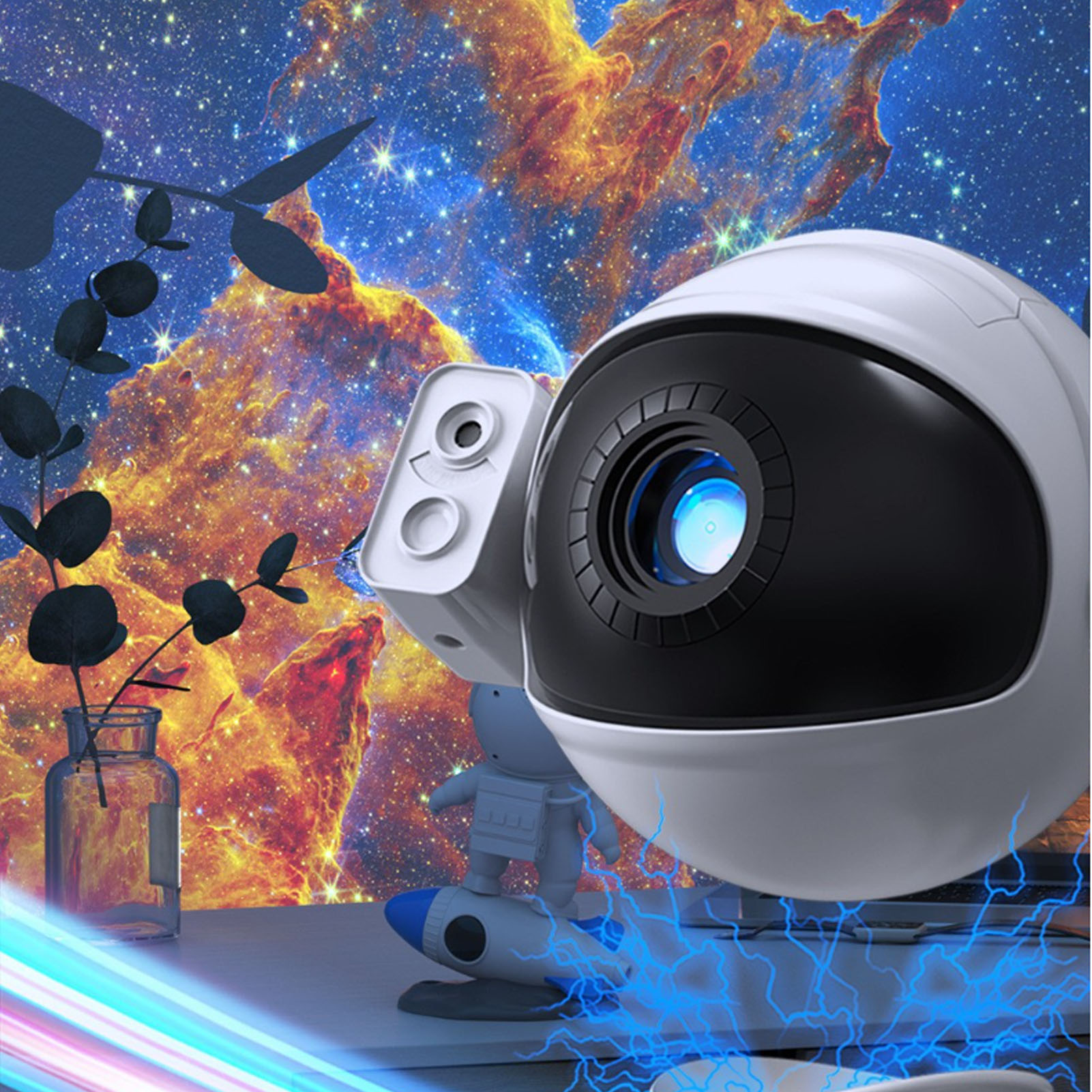 Astronauten-lichtprojektor, Astronautenraketen-nachtlicht, Sternenhimmel-projektor, Galaxien-stimmungslicht, Nachtlicht Fürs Kinderzimmer.