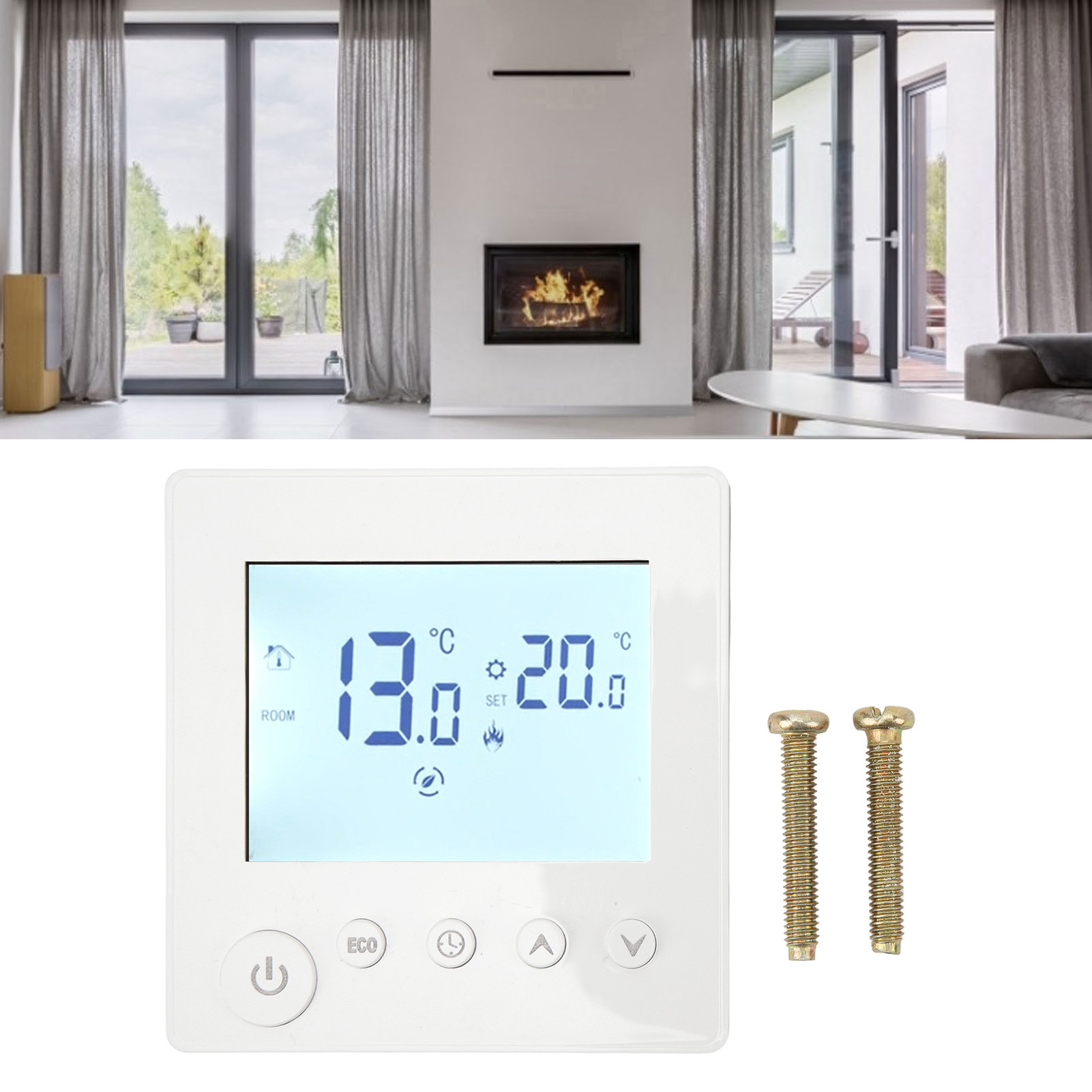 Wandthermostat Für Heizkessel, Energiespar-timer, Intelligentes Lcd-display, Thermostat Für Elektrische Fußbodenheizung, Thermostat Für Wasserführende Fußbodenheizung, 90v-240v.