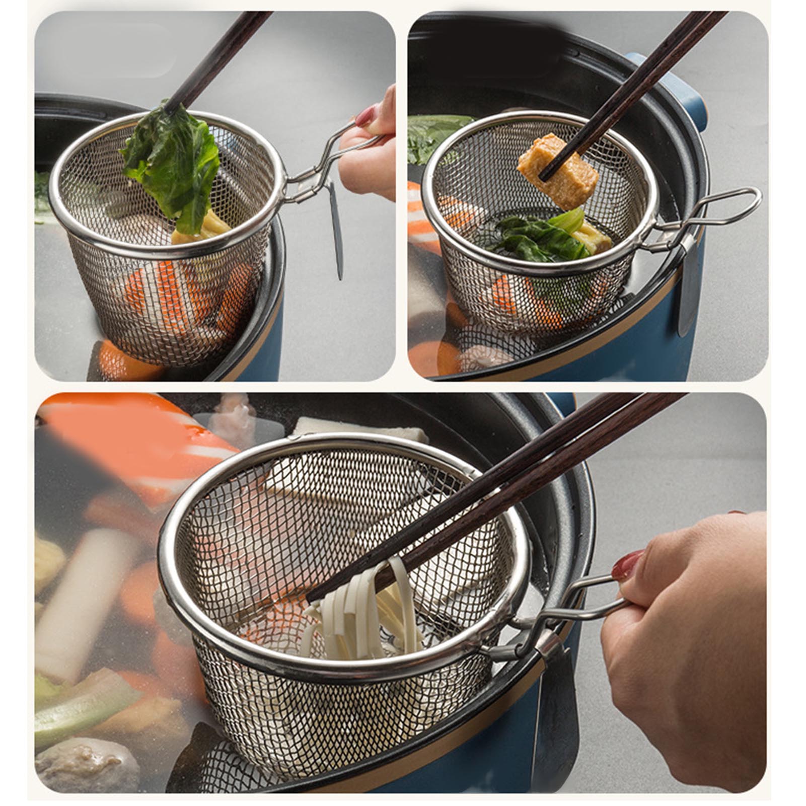 Chinesisches Fondue-sieb Aus Lebensmittelechtem Edelstahl 304, Scharfer Fondue-haken, Schöpfkelle, Nudelkocher, Sieb Für Schweinehirn