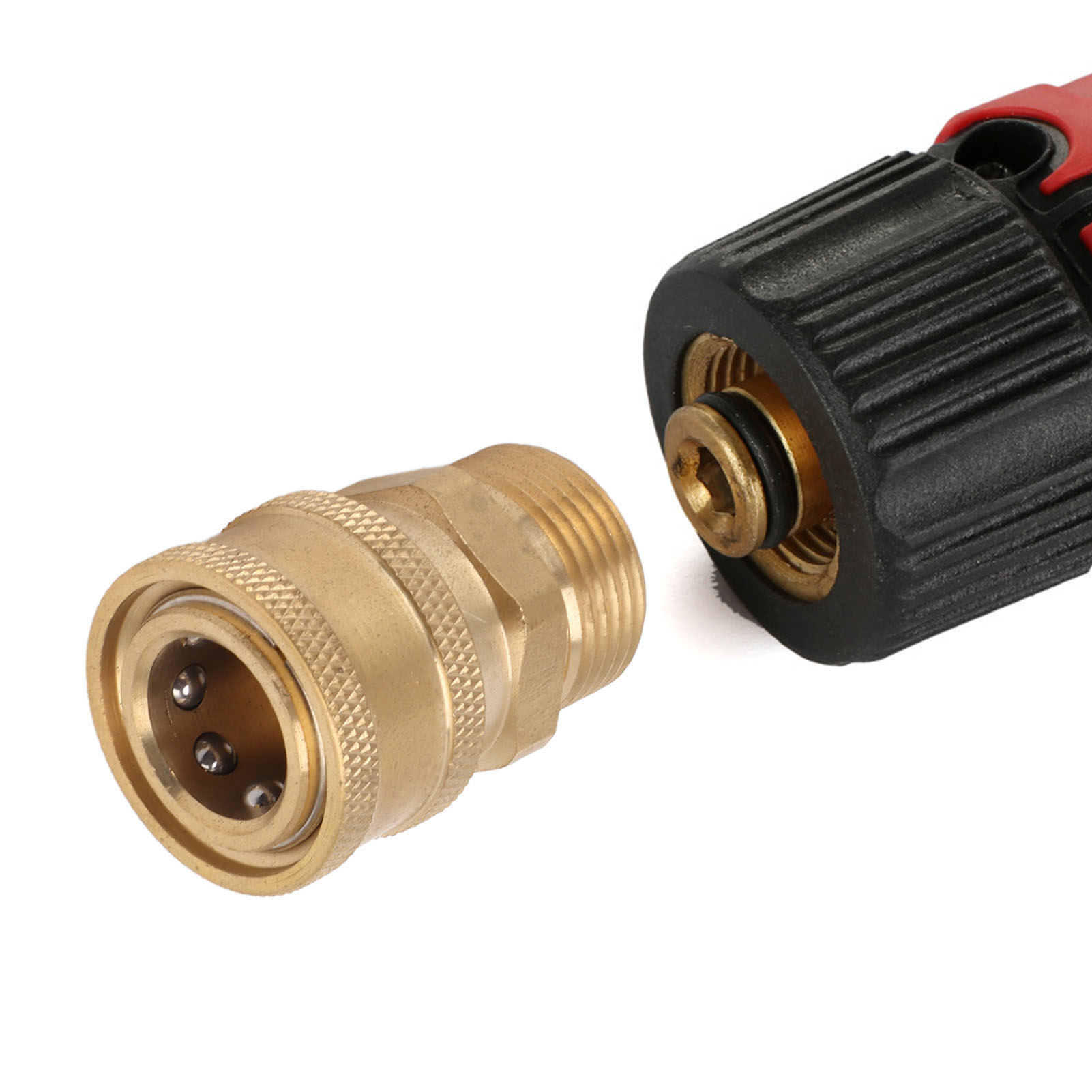 Zwei Schnellwechseladapter Für Hochdruckreiniger Und Autowaschpistolen, 3/8 Zoll Auf M22 Außengewinde, Verschraubung Aus Reinem Kupfer, 15 Mm Innenbohrung Aus Reinem Kupfer.