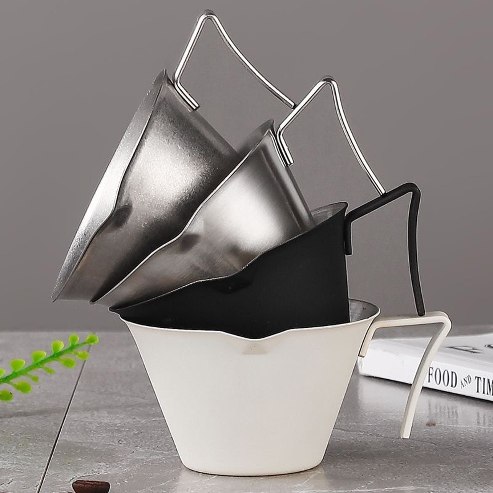 100-ml-espressotacke Aus Edelstahl 304 Mit Skala, Mattweiß