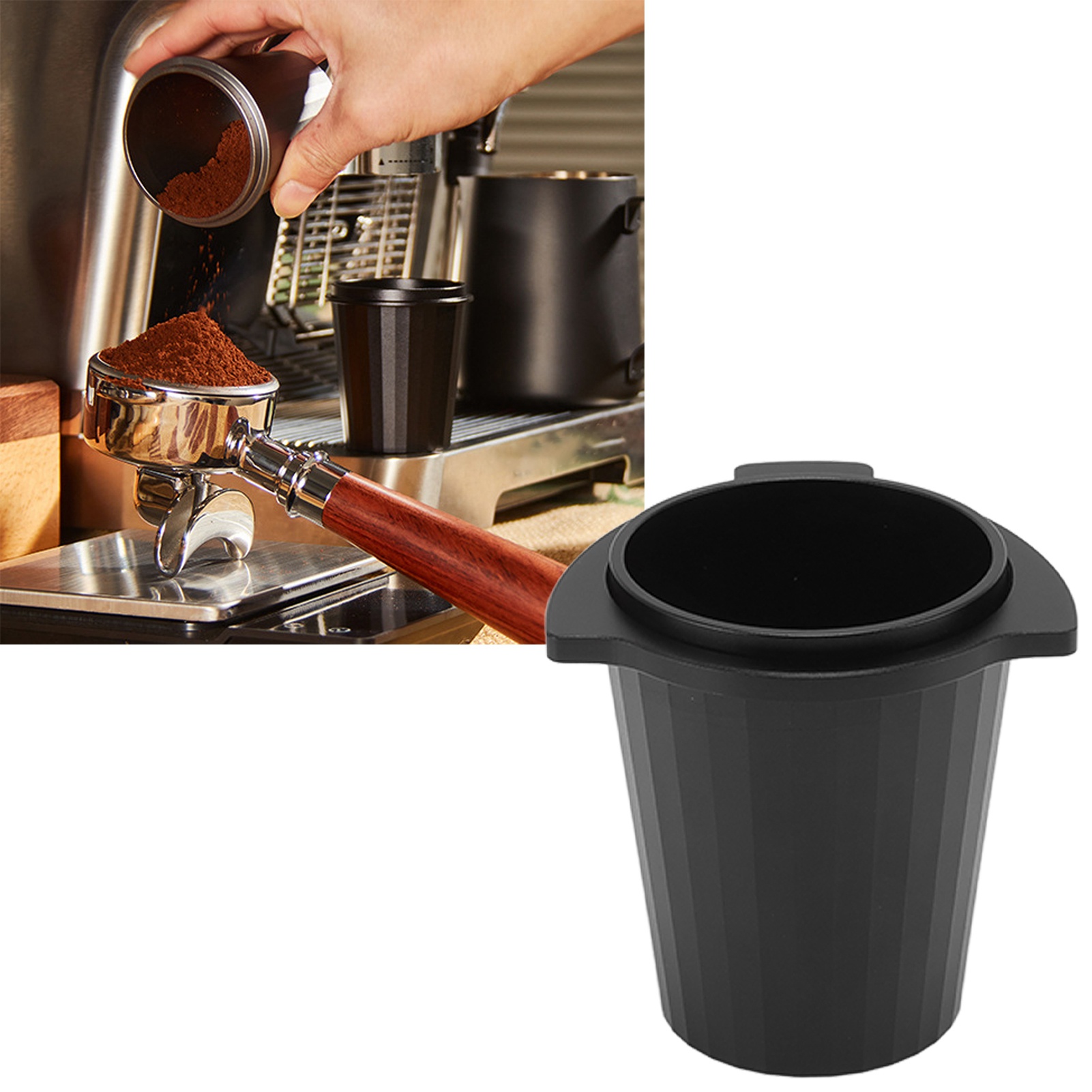 Platinum 54-mm-kaffeepulverbehälter – Schwarzer Behälter Für Kaffeepulver Für Kaffeemaschinen, Kaffeemühlen Und Kaffeesiebe