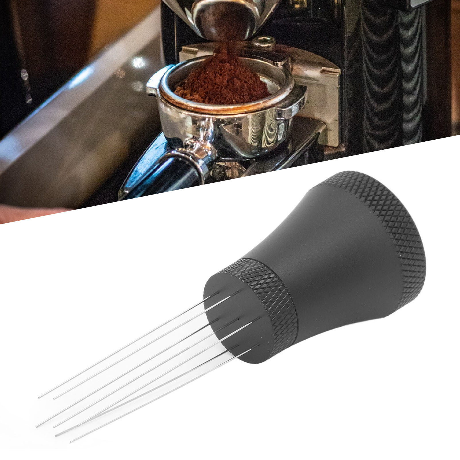 Kaffeepulverspender Mit Edelstahlnadel Zum Mischen Und Auflösen Von Kaffeepulverklumpen. (schwarzer Kaffeepulverspender)