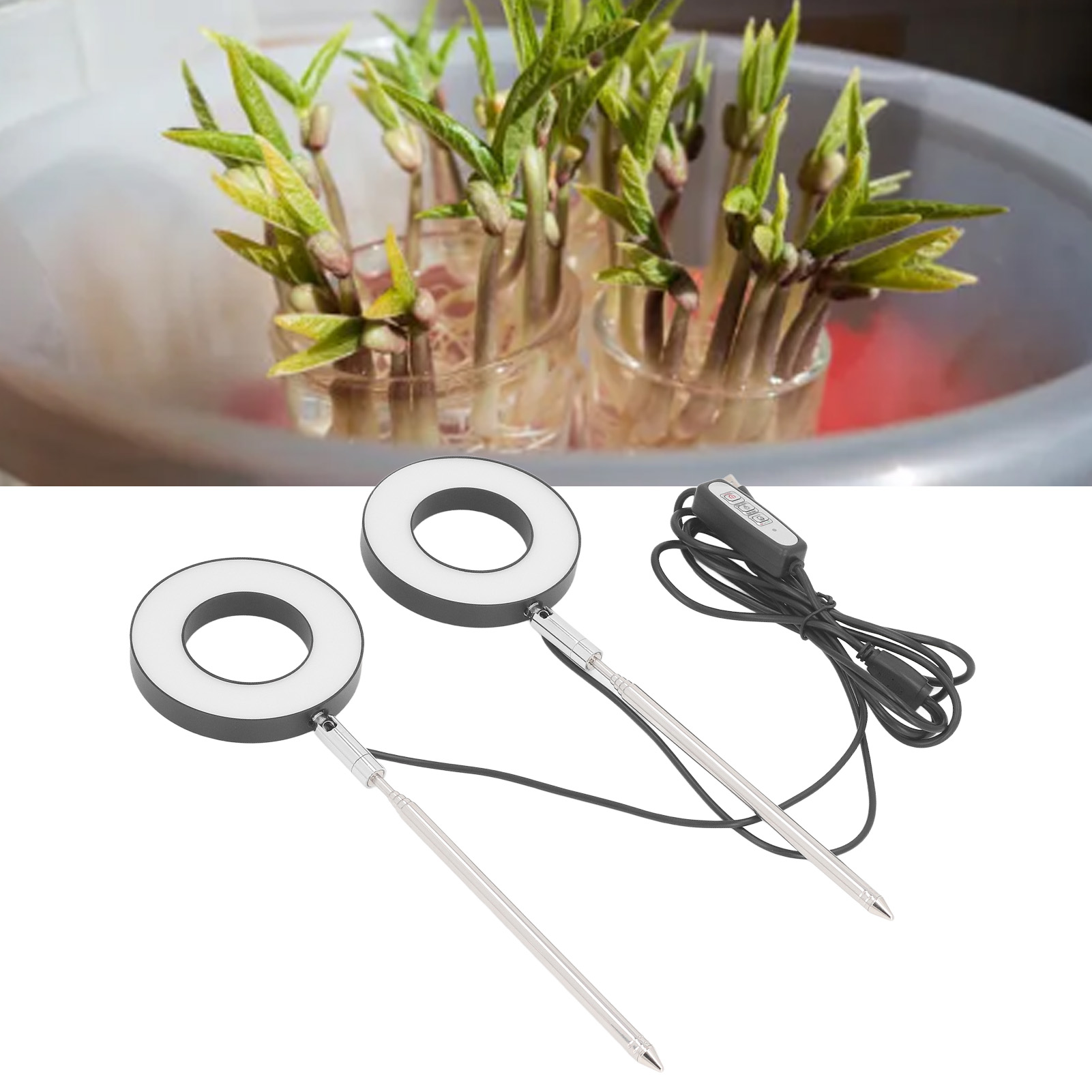 Doppelfunktionale Sukkulenten-pflanzenlampe, Ausziehbar Und Verstellbar, Mit Vollspektrum-led-pflanzenlicht, Luftzirkulierender Zimmerpflanzenlampe, Quantenpanel, Usb.