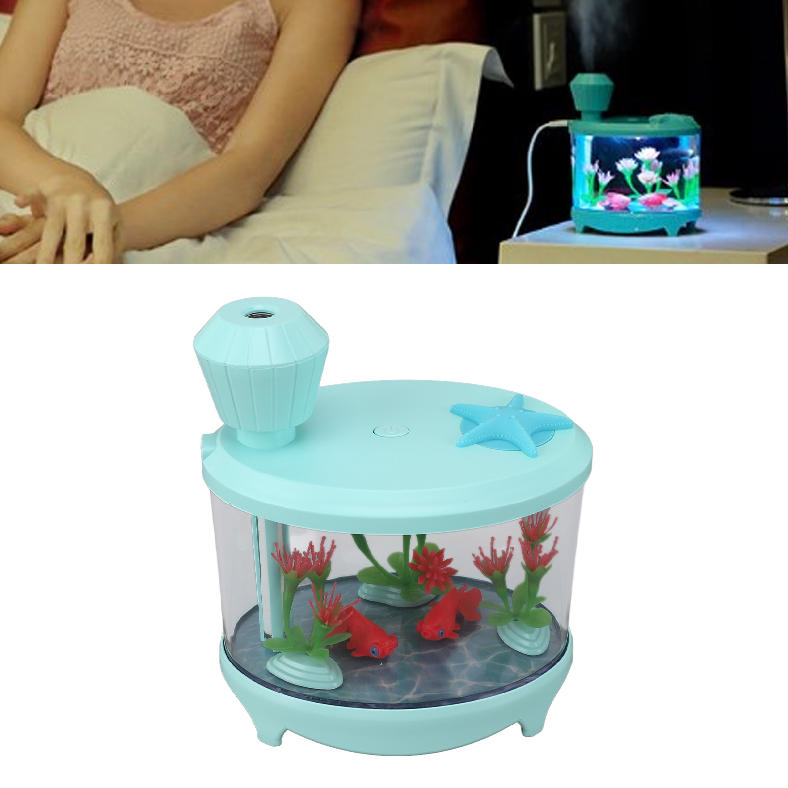 Kreativer 2-in-1 Ultraschall-aroma-luftbefeuchter Für Aquarien, Große Ausführung, Für Büro, Zuhause Oder Auto, Mit Leisem Sprühnebel Und Usb-anschluss, Smaragdgrün.