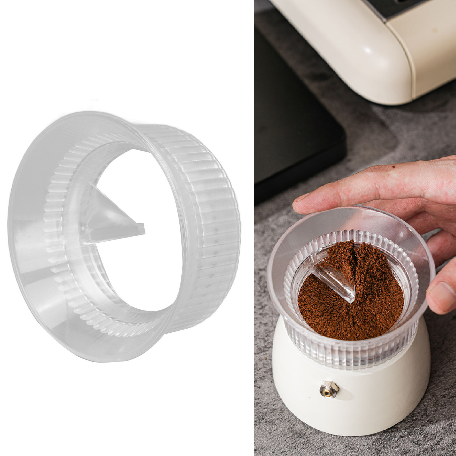 Pulverspender Für Moka-kaffeemaschinen, Dosierring Für Kaffeemaschinen, Anti-nachfüllvorrichtung Für Pulver, Universelles Zubehör Für Einzel- Und Doppelventil-kaffeemaschinen, Transparent - Für Drei P