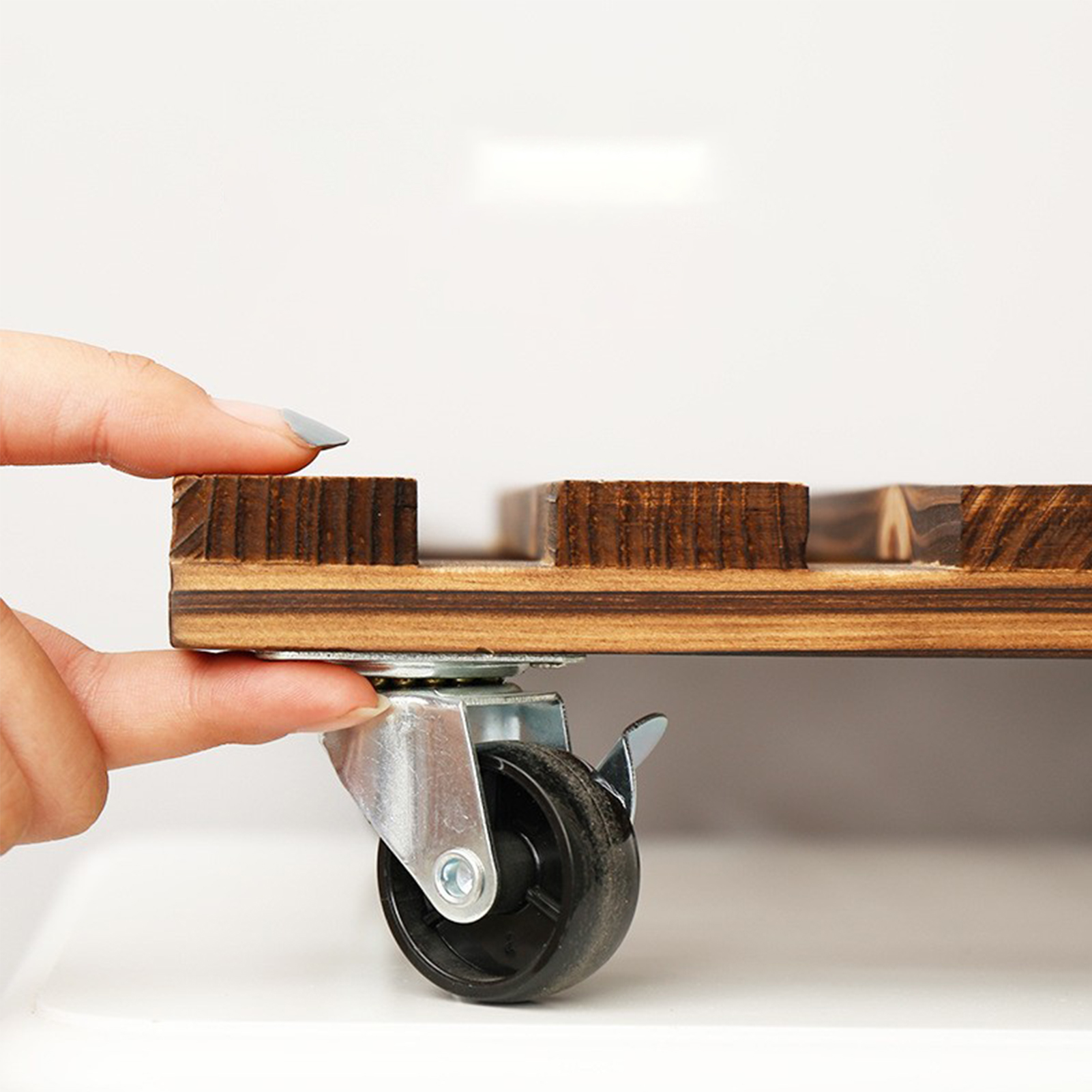 Mobiler Blumenständer Aus Massivholz Für Zuhause, Geräuschlose Universalrollen, Untersetzer Für Blumentöpfe, Blumenständer Aus Holz, Blumentopffuß, Behälter, Quadratischer Blumenständer