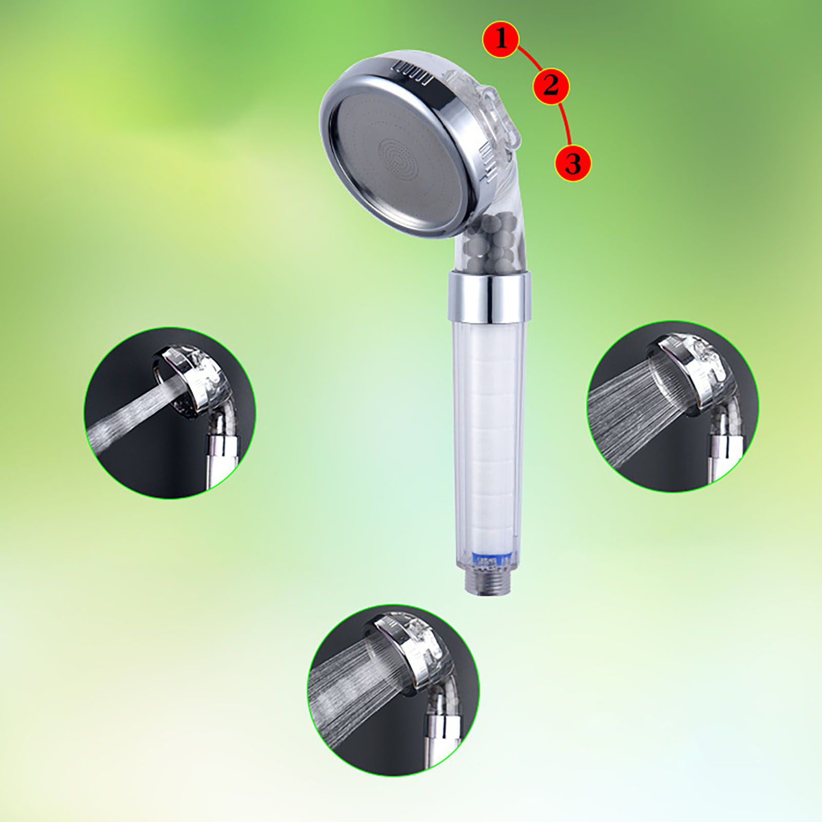 Set Mit 10 Verstellbaren Duschköpfen Mit Dreifachfiltration Und Drei Stufen Der Negativionisierung, Druckerhöhung Und Wassersparfunktion. Abnehmbarer Und Waschbarer Handbrausekopf Mit Universellem Pp-
