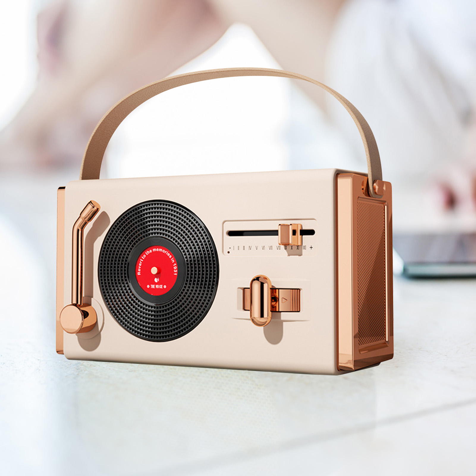 Tragbarer Retro-bluetooth-lautsprecher Für Zuhause Und Unterwegs, Mit Subwoofer, Hochwertiges Geschenk, Klassisches Design, Kartenleser Und Usb-anschluss, Elfenbeinweiß