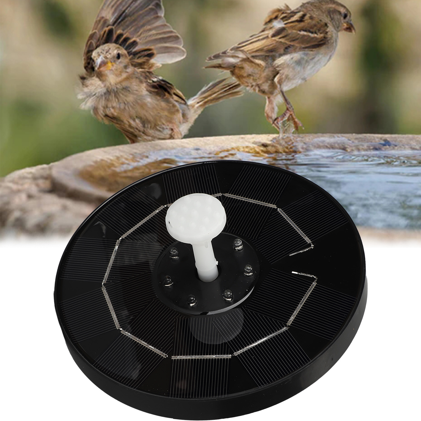 Farbenfroher Led-solarbrunnen, Vogeltränke, Dekoratives Gartenband Mit Eingebautem Akku, Versand Inklusive.
