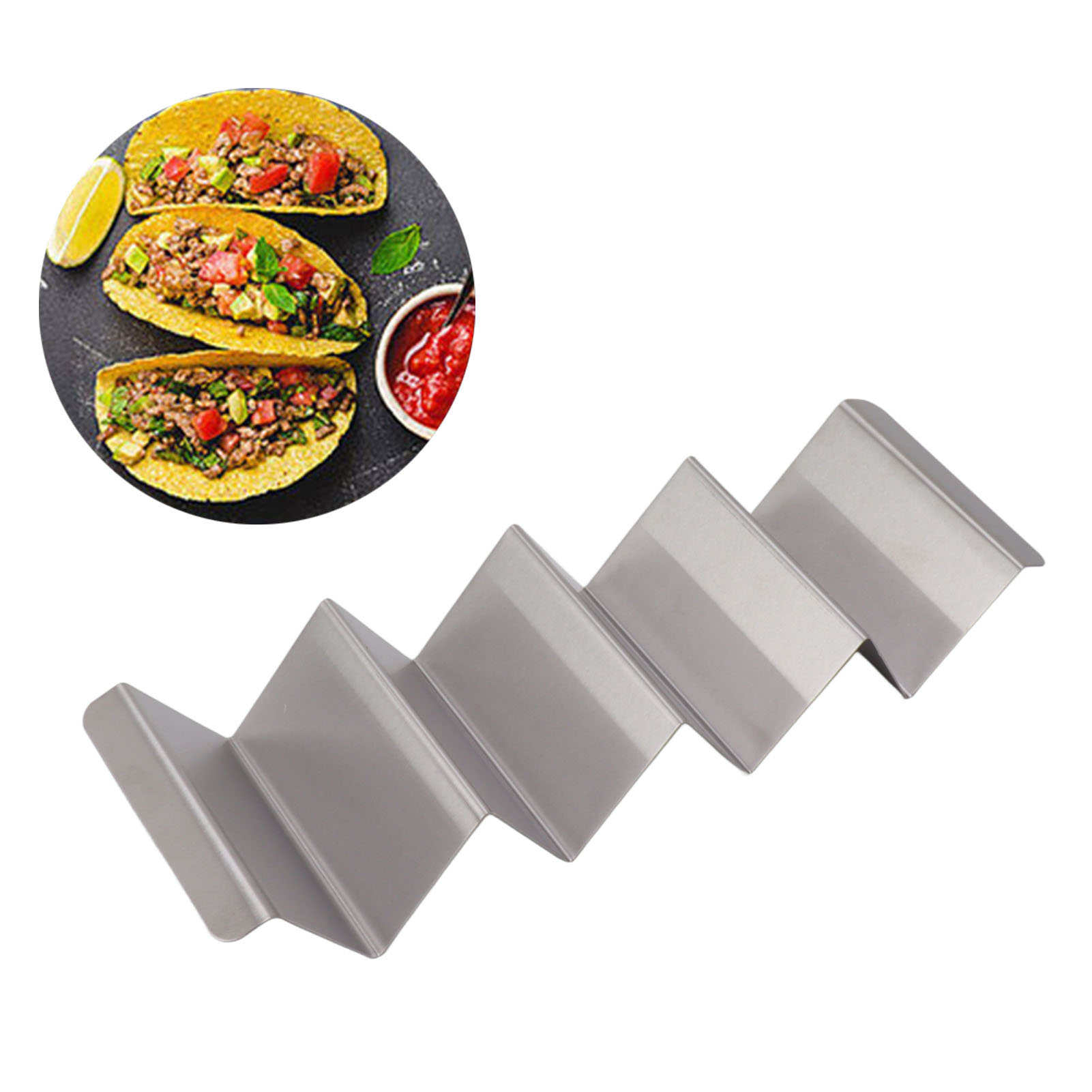Tortillahalter Aus Edelstahl, Taco-ständer, W-förmiger Grillrost, Gewellter Taco-ständer, Große Ausführung