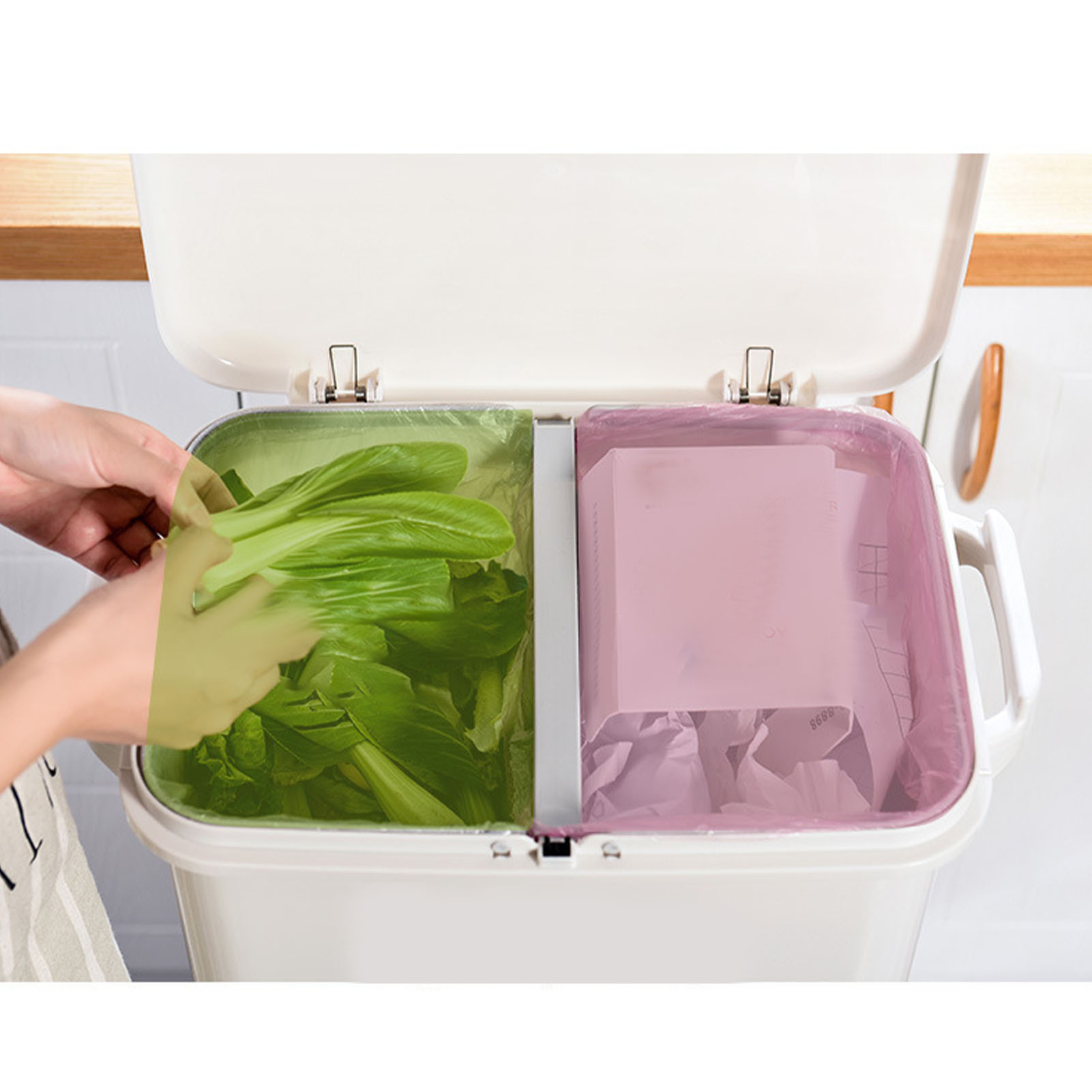 Großer Tragbarer Küchenabfalleimer Mit Trennfunktion Für Trockene Und Nasse Abfälle, Doppelwandiges Design, Extra Groß Und Hoch, Geeignet Für Den Hausgebrauch.