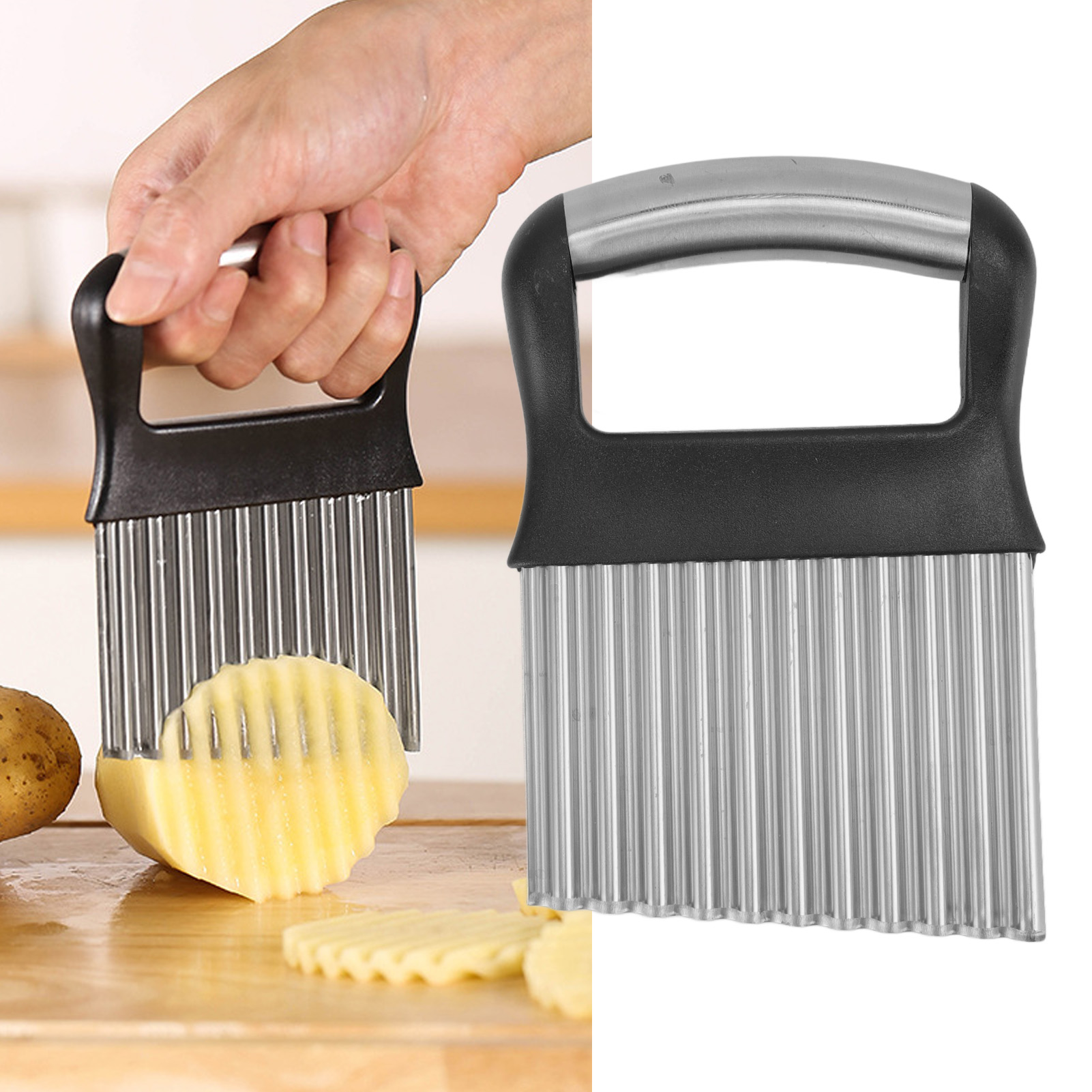 Wellenmesser Aus Edelstahl Zum Schneiden Von Kartoffeln Und Pommes Frites