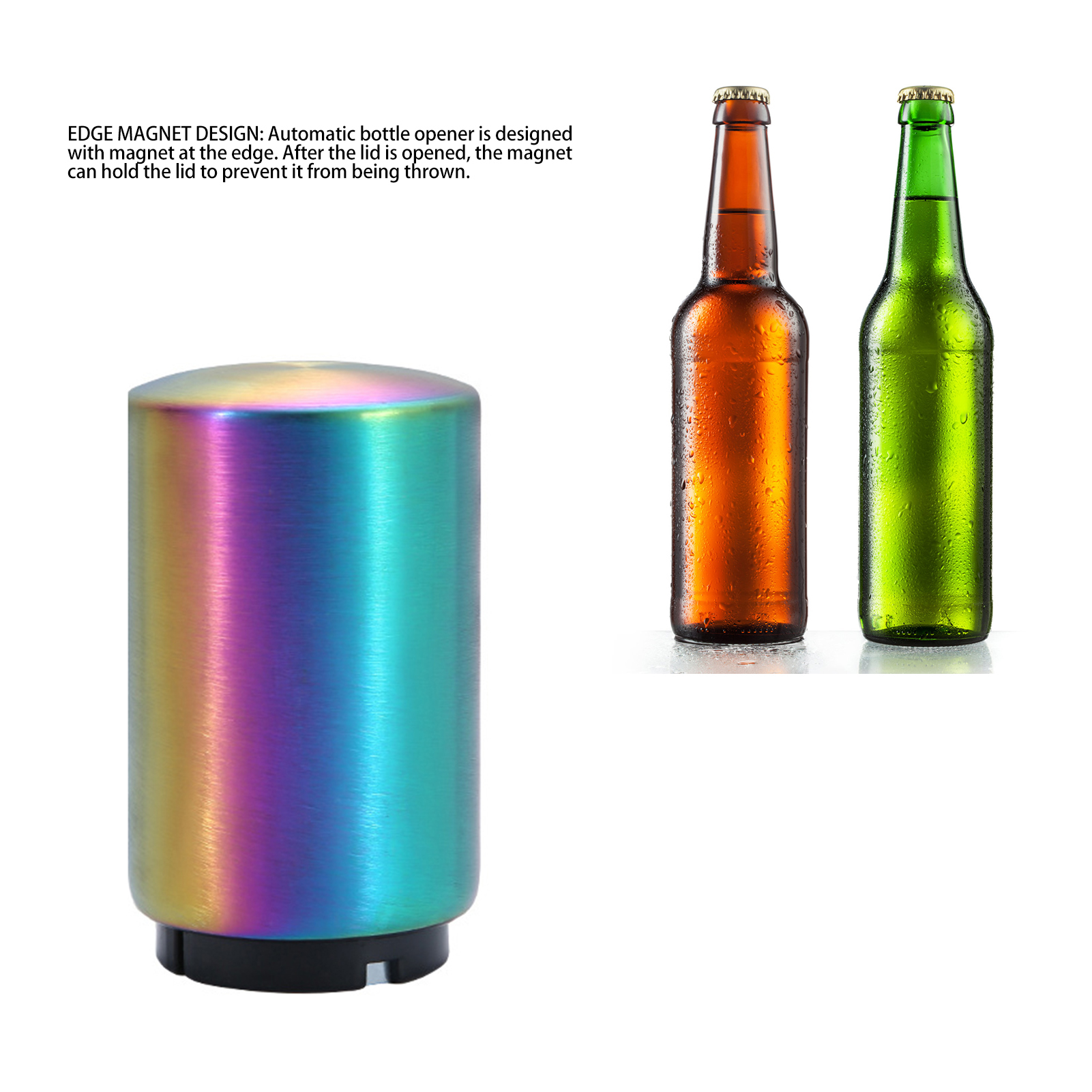 Automatischer Flaschenöffner, Hochwertiger Druckflaschenöffner Aus Metall Ohne Abdrücke, Kreativer Flaschenöffner Aus Edelstahl, Farbenfrohes Geschenk.