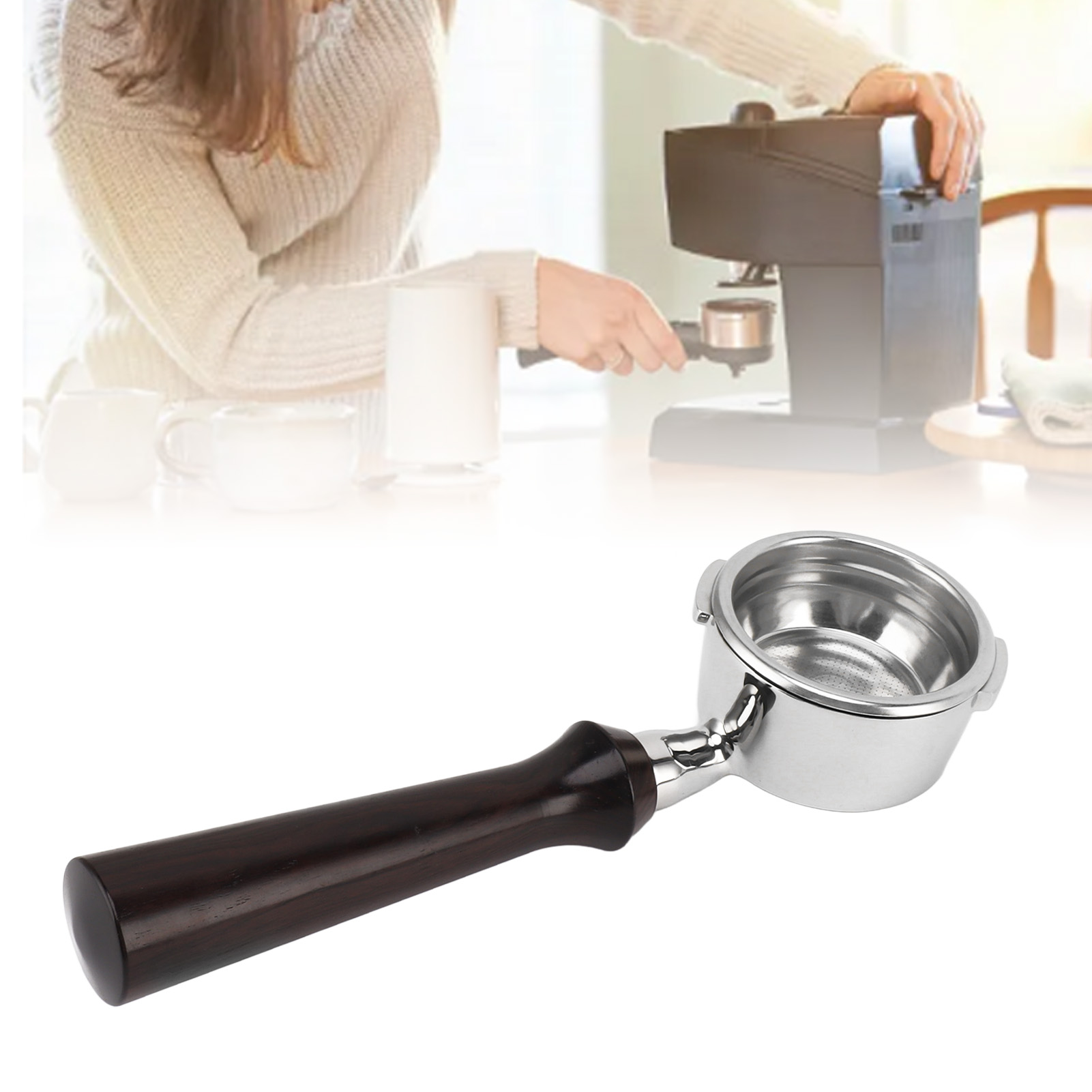 Gaggia 58-mm-kaffeemaschinengriff, Doppelgriff Aus Edelstahl Für Espressomaschinen, Bodenlos, Modell F, Farbe: Lila-sandelholz