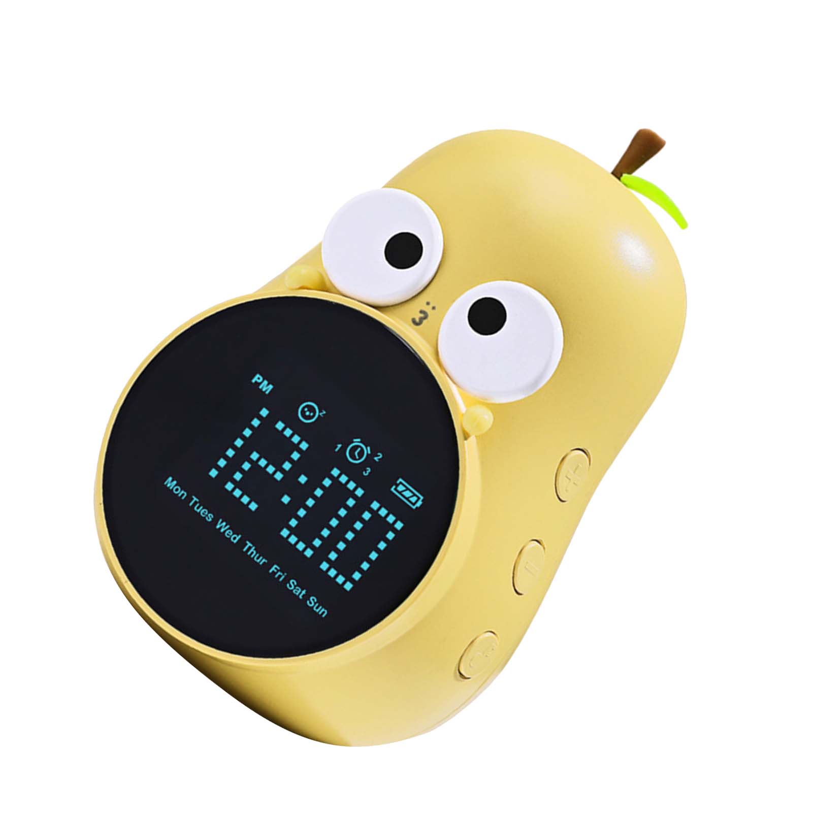 Yali Smart-wecker Mit Emojis, Multifunktionaler Und Kreativer Lernwecker Für Kinder, Wiederaufladbar, Cremefarben Und Gelb.