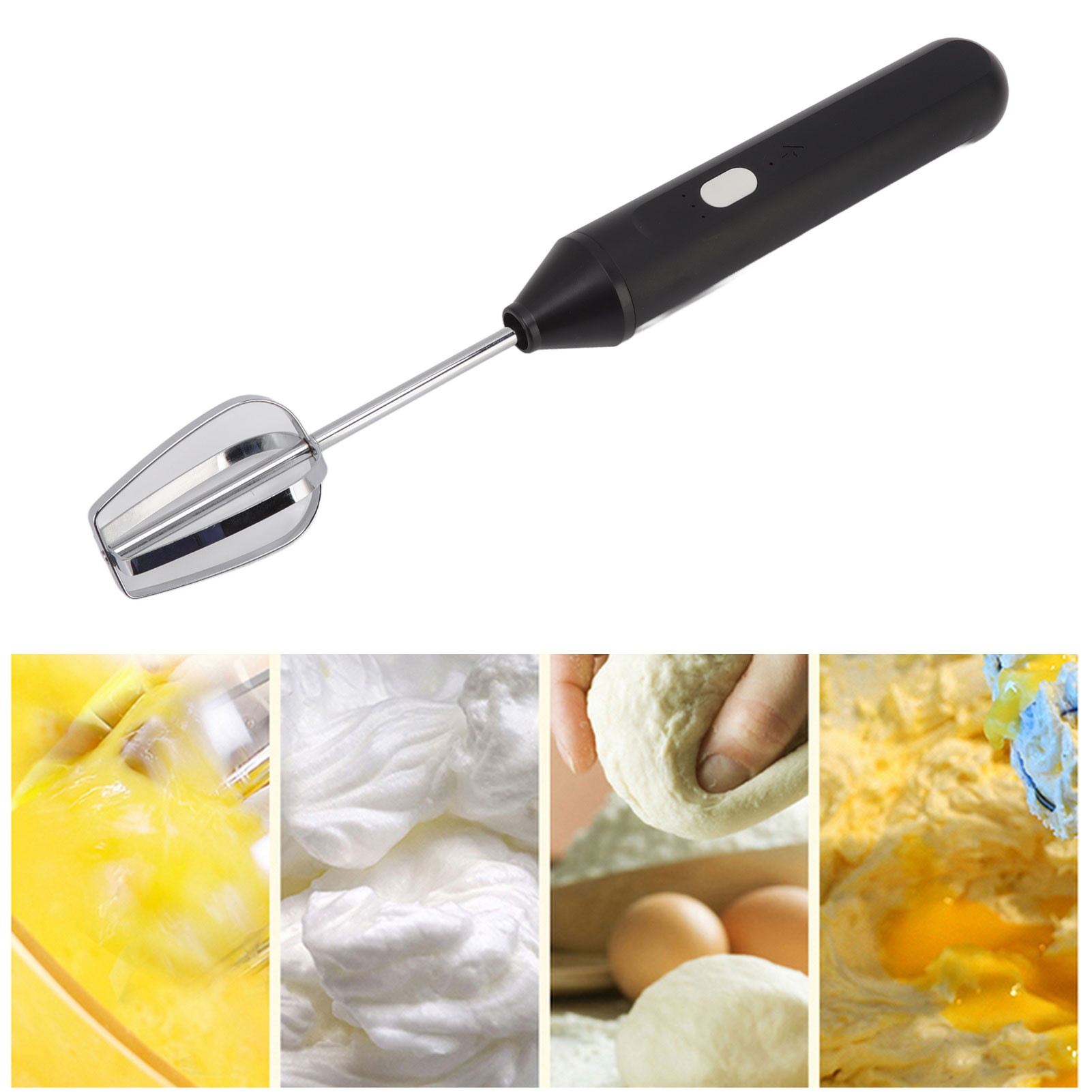 Elektrischer Schneebesen Mit Quadratischem Kopf, Kuchen- Und Sahnemixer, Tragbarer Milchaufschäumer, Kaffeeaufschäumer, Leistungsstarkes Backgerät, Schwarz.