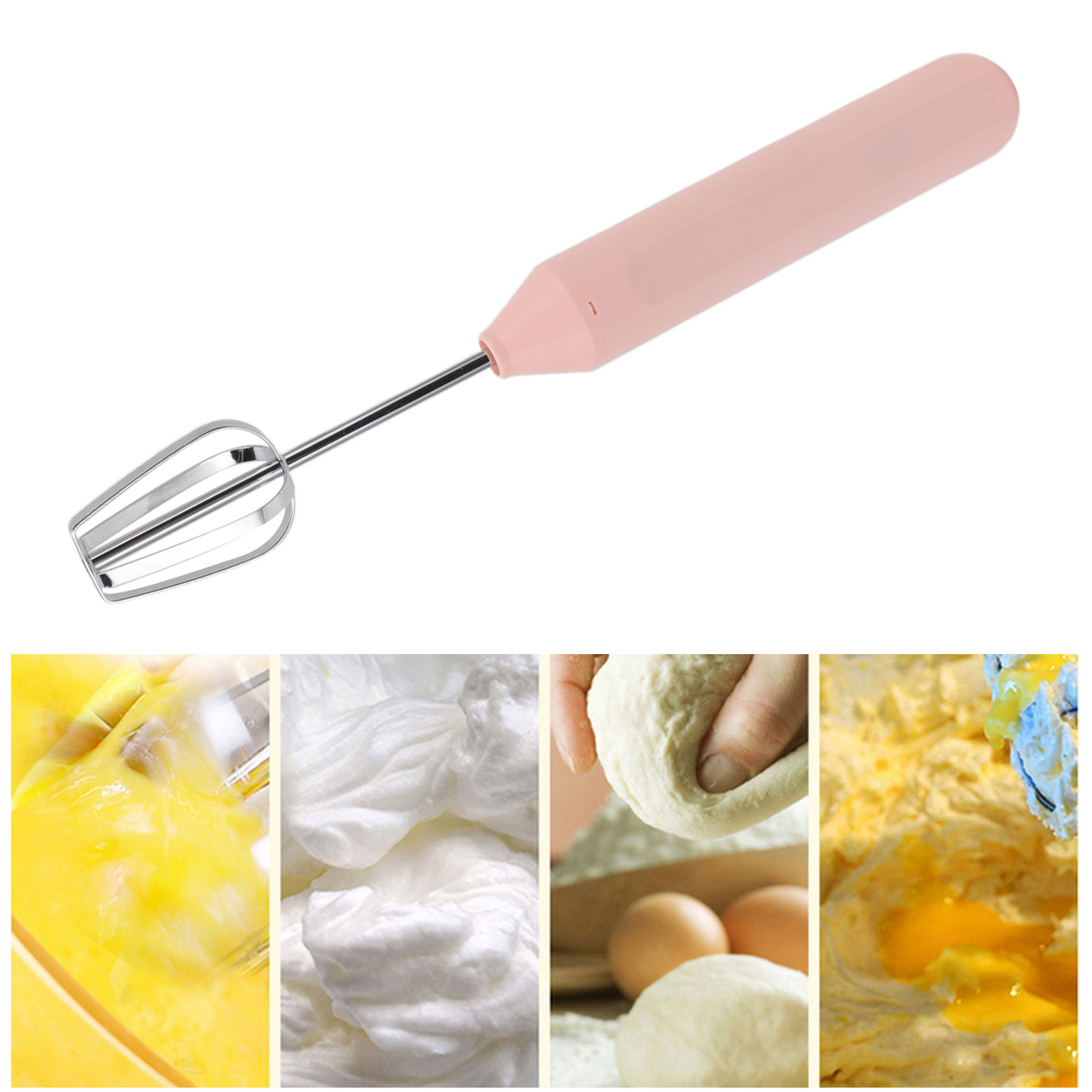 Elektrischer Mixer Mit Quadratischem Kopf, Geeignet Für Kuchen Und Sahne, Tragbarer Milchaufschäumer, Kaffeeaufschäumer, Leistungsstarkes Backgerät, Rosa