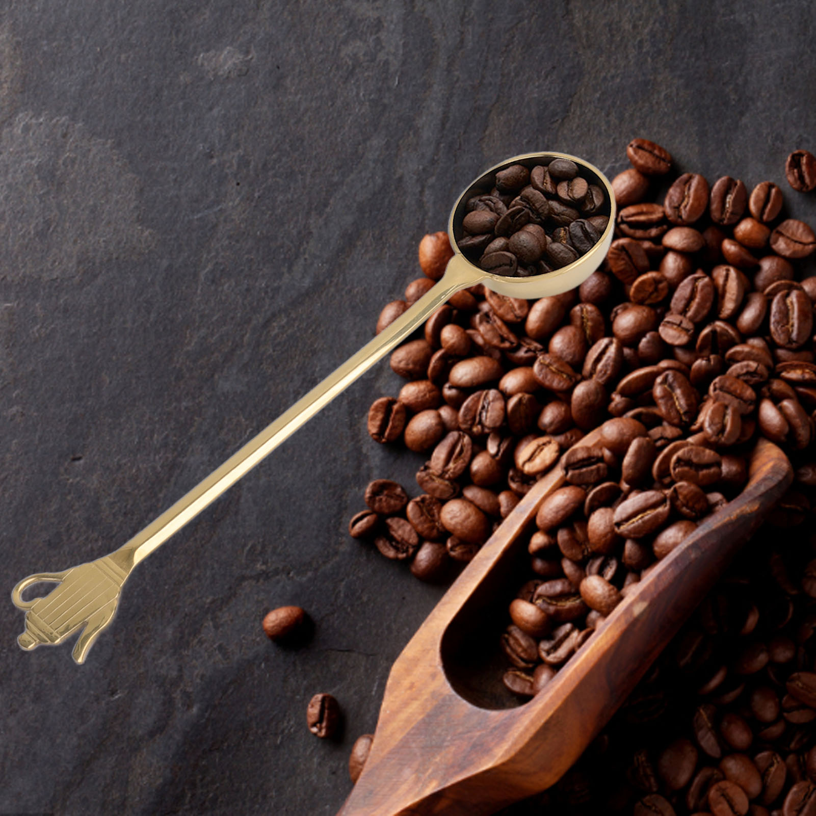 Vergoldeter Kaffeemesslöffel Aus Edelstahl, Bohnenmesslöffel Mit Langem Griff, Teekannengriff, Messlöffel Für Gemahlenen Kaffee
