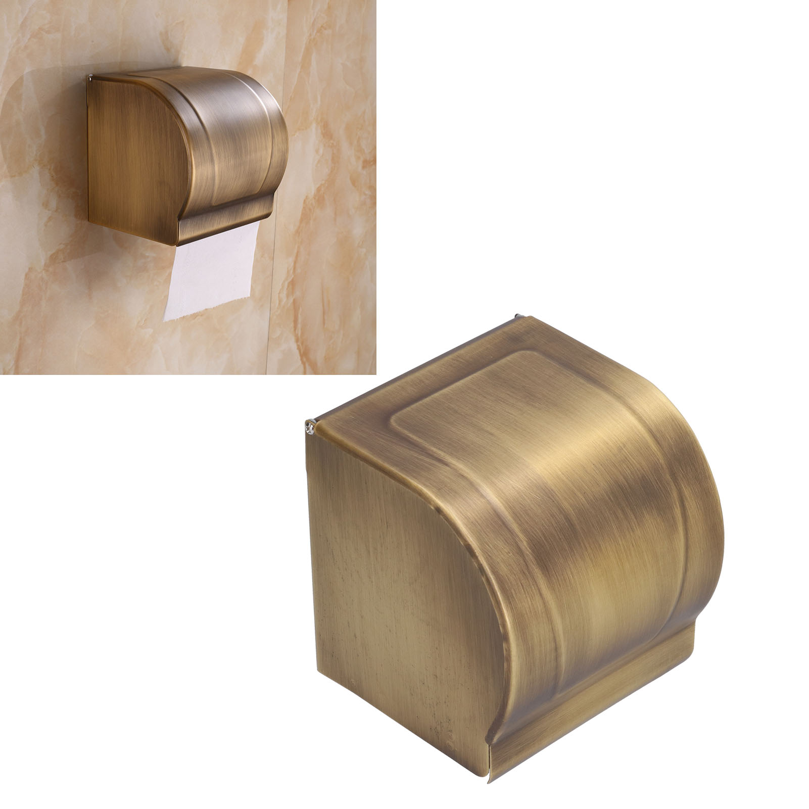 Wandmontierter Toilettenpapierhalter/spender Aus Kupfer Im Europäischen Stil, Wasserdicht Und Langlebig, Mit Ablagefach.