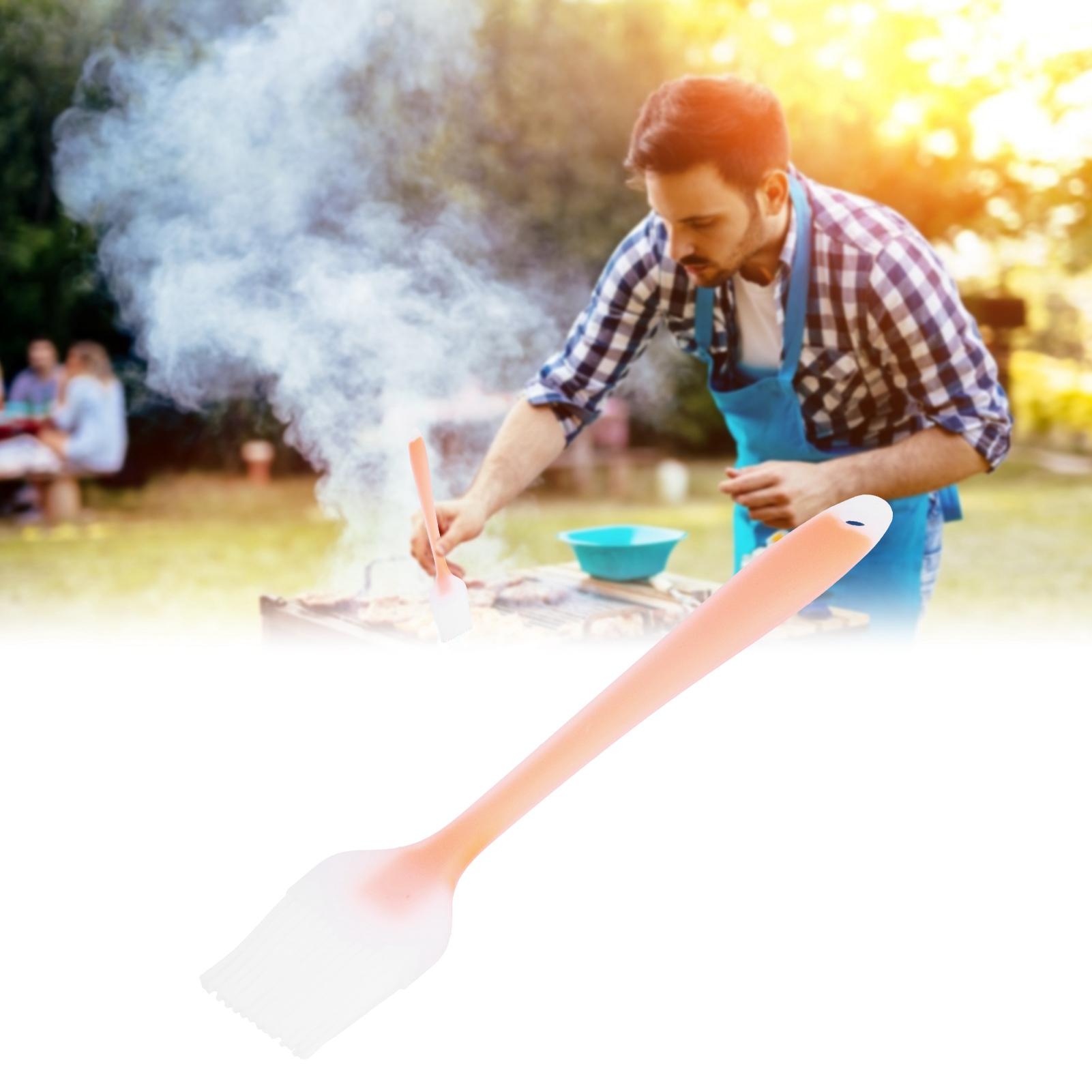 Halbtransparenter, Einteiliger Silikon-ölpinsel, Hitzebeständig, Klein, Zum Grillen, Kochen Und Würzen, Durchscheinend Orange.