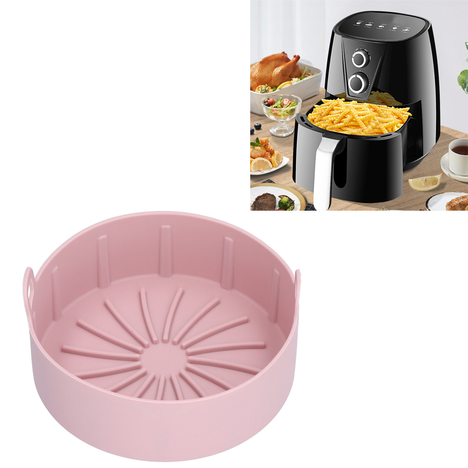 Zubehör Für Heißluftfritteuse, Kochblech, Silikontopf, 16 Cm Integrierter Rosa.