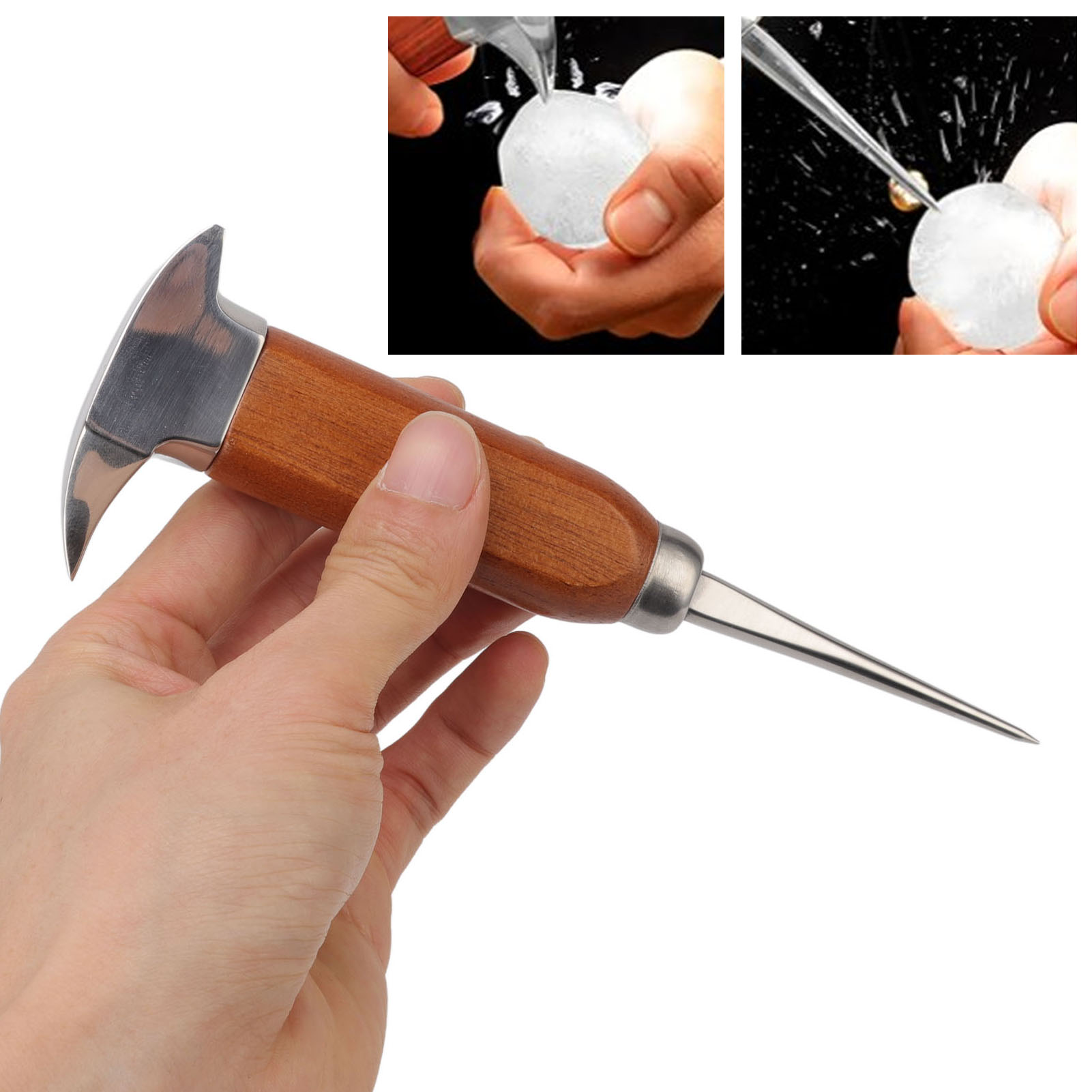 Eispickel Aus Edelstahl, Japanischer Eismeißel Mit Einer Nadel Aus Edelstahl 304 Und Buchenholz, Eiscrusher, Eisball.
