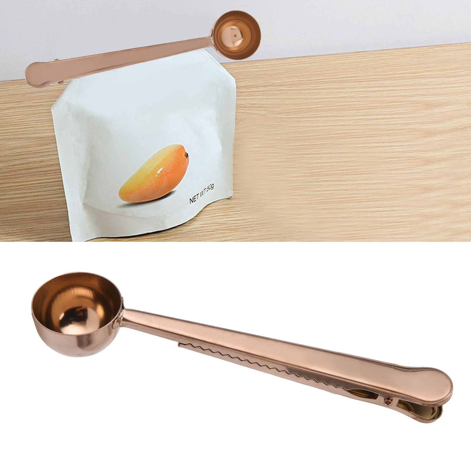 Kaffeezange/messlöffel Aus Edelstahl, Messlöffel Für Milchpulver, Vergoldete Multifunktionszange/messlöffel Zum Verschließen Von Lebensmittelbeuteln, Milchpulverzange, Roségold