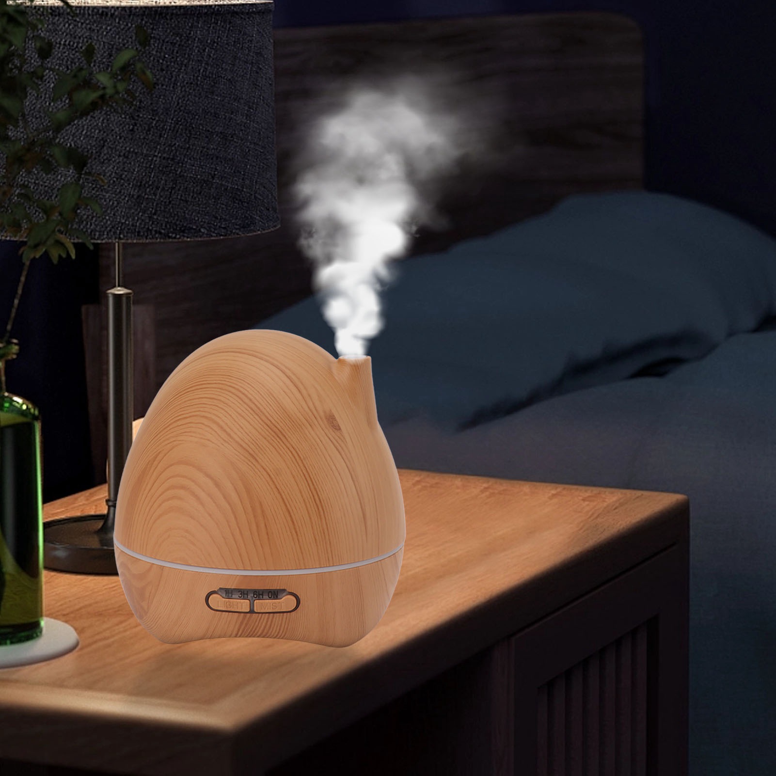 Ultraschall-aroma-diffusor In Form Einer Eierschale, Luftbefeuchter Mit 7-farbiger Led-beleuchtung, 110-240 V, Helle Holzoptik, Europäischer Standard.