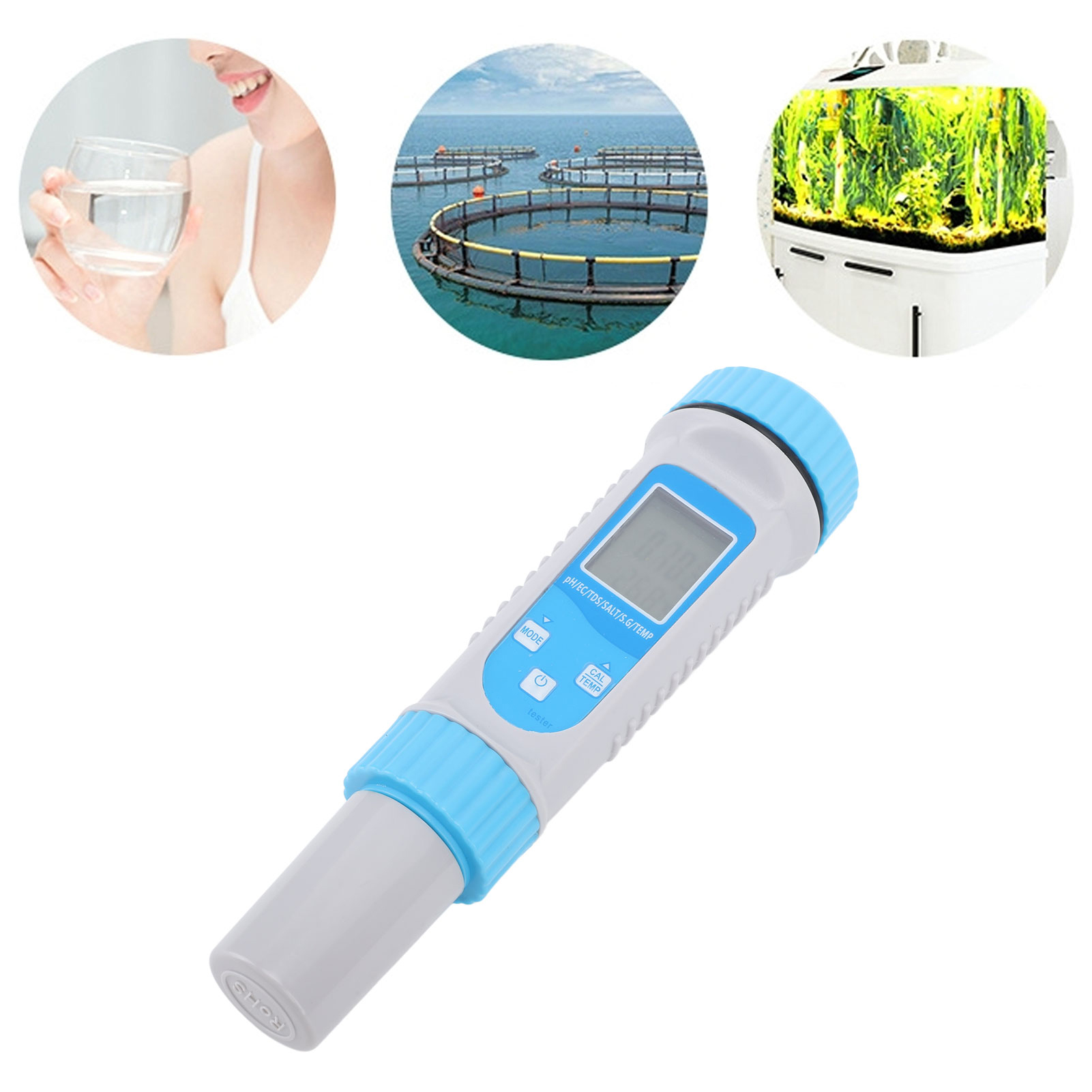 6-in-1 Bluetooth-wasserqualitätsprüfstift Mit Hintergrundbeleuchtung, Überwachungsinstrument Für Die Hydrokultur Im Haushalt