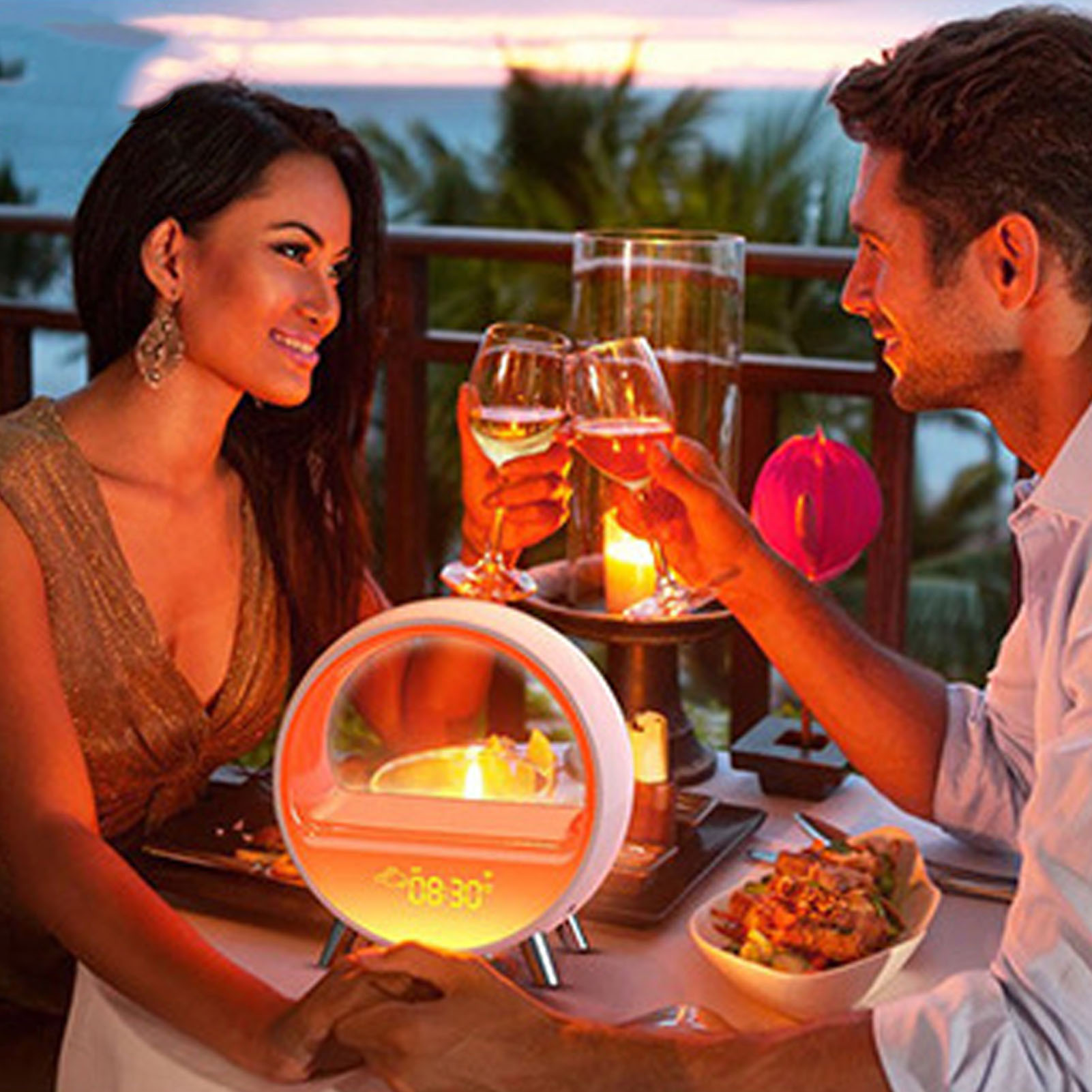 Intelligenter Sonnenaufgangswecker Mit Siebenfarbiger Umgebungsbeleuchtung, Bluetooth-lautsprecher, Nachttischlampe, Wecker Und Nachtlicht.