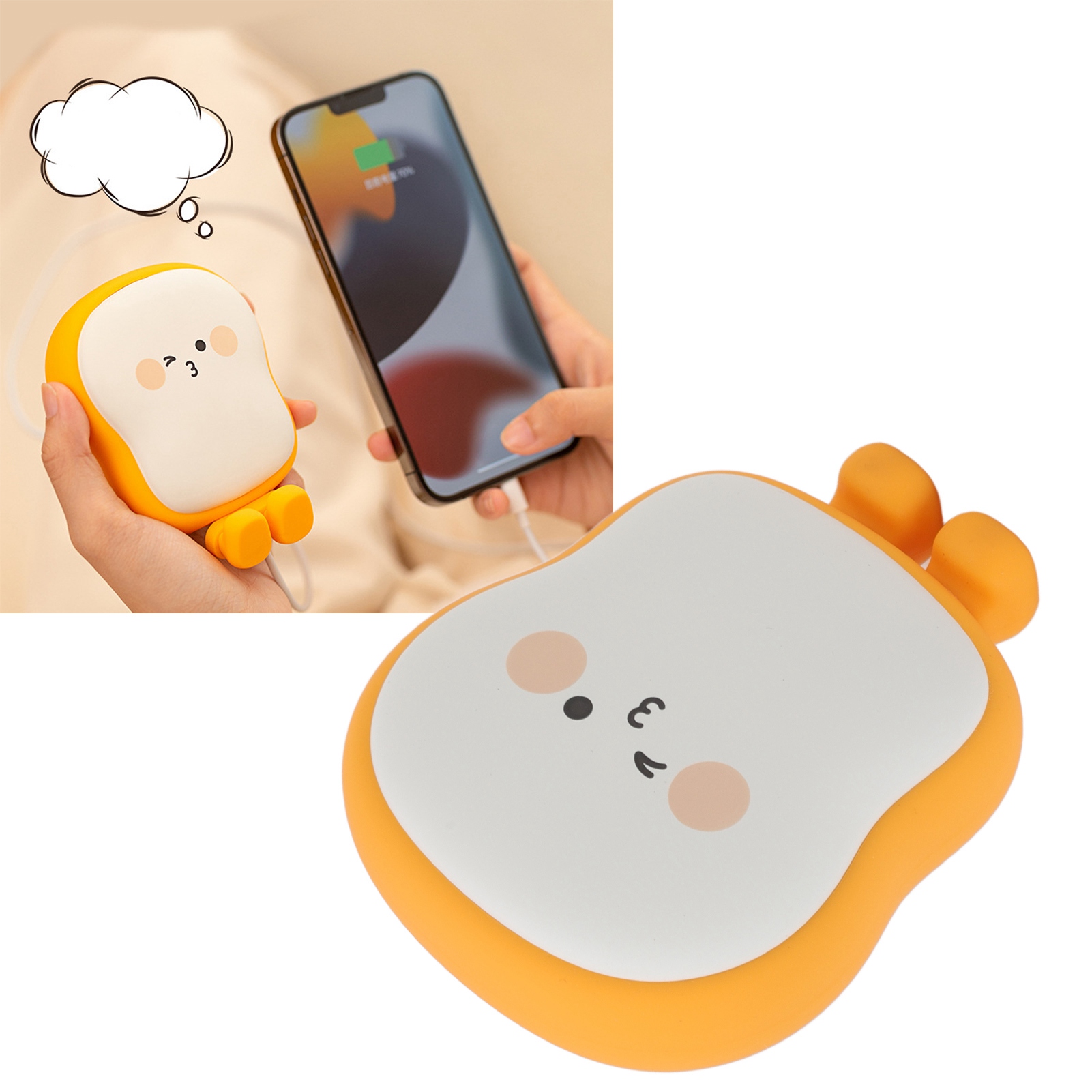 Niedlicher Mini-handwärmer „toast“, Tragbarer 2-in-1-handwärmer Mit Aufladbarer Usb-powerbank, Farbe: Rosa