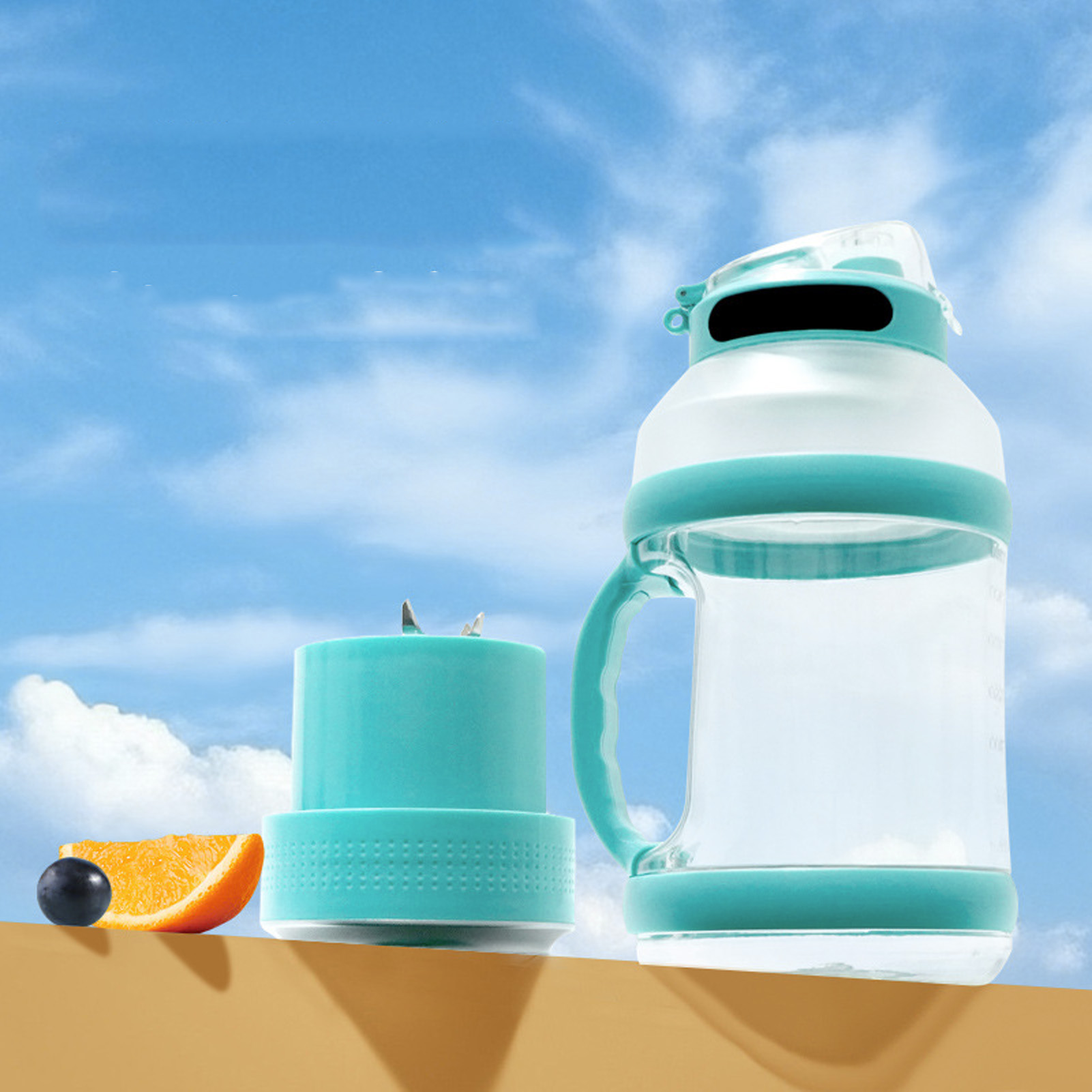 Tragbarer Elektrischer Usb-zitrusentsafter, 2 L, Idealer Mixer Zur Zubereitung Von Säften, Smoothies Und Milchshakes (blau-grün)