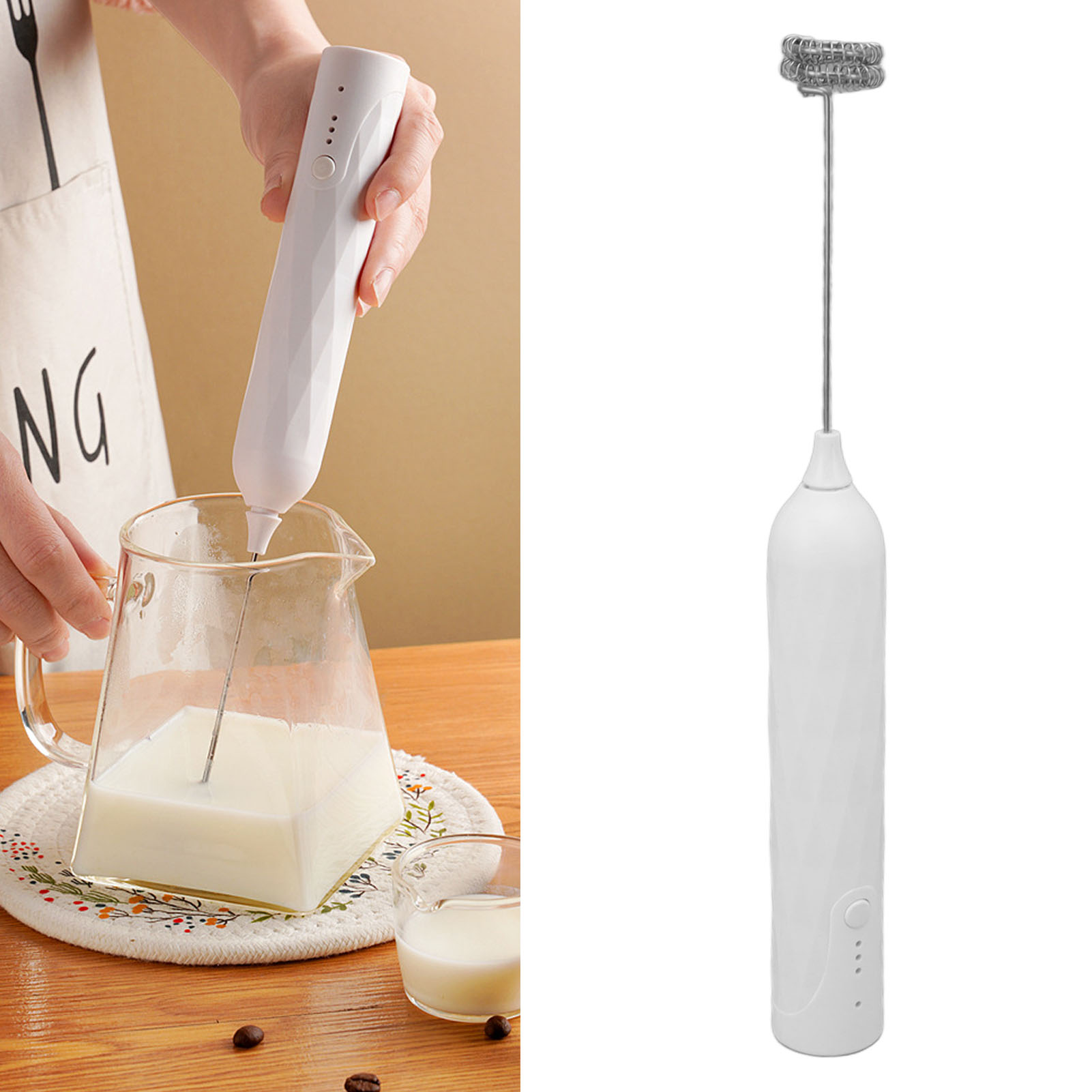 Elektrischer Schneebesen, Kleiner, Kreativer Mixer Für Den Hausgebrauch, Kabelloser, Multifunktionaler Milch-/kaffeeaufschäumer (weiß)