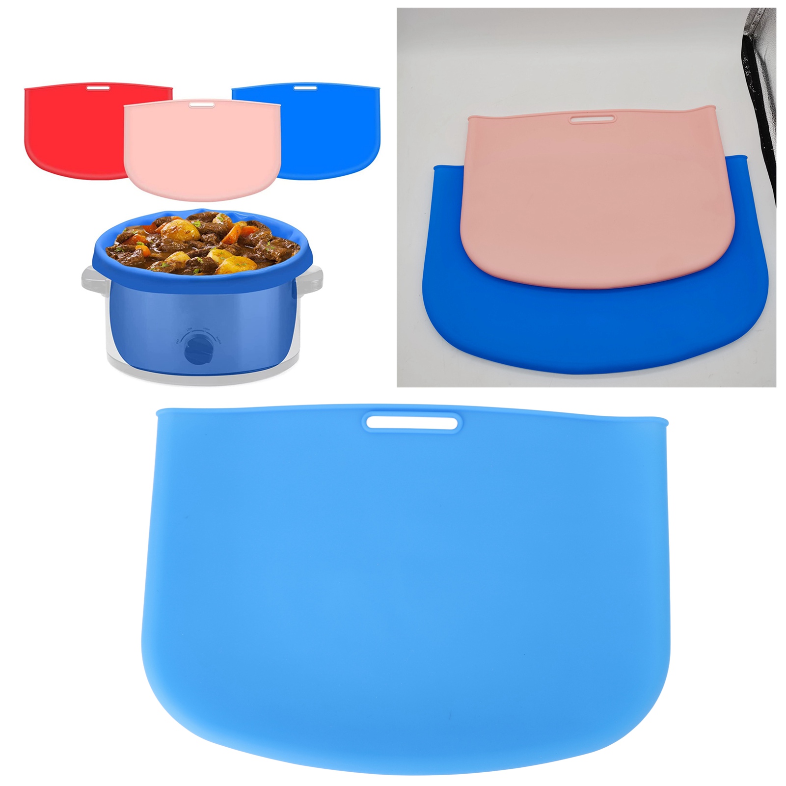 Kleiner Silikonbeutel Für Schongarer, Auslaufsicher Und Leicht Zu Reinigen. Wiederverwendbarer Silikoneinsatz Für Crockpot-schongarer. Dunkelblaue Innenseite.