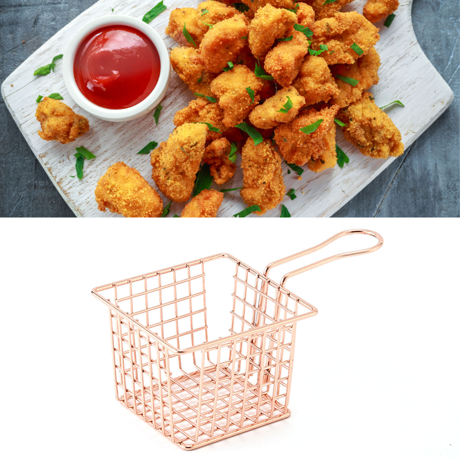 Kreatives Hotelgeschirr Im Europäischen Stil, Mini-bratkorb Aus Schmiedeeisen Für Teestuben, Bratkorb, Pommes-frites-korb, Snackkorb, Roségold, Kleine Größe