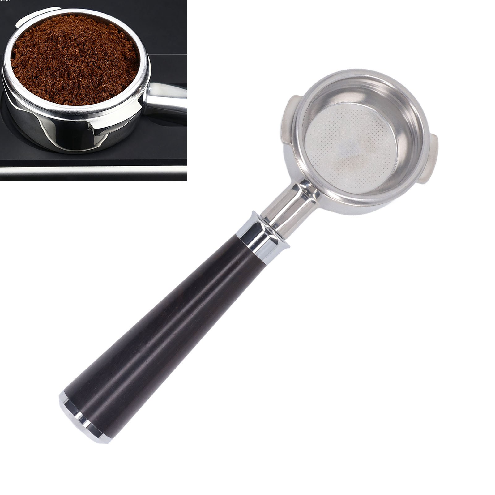 Nowwa 58-mm-kaffeemaschine, Abgewinkelter Griff, Bodenlos, Edelstahl, Modell A, Farbe: Lila-sandelholz