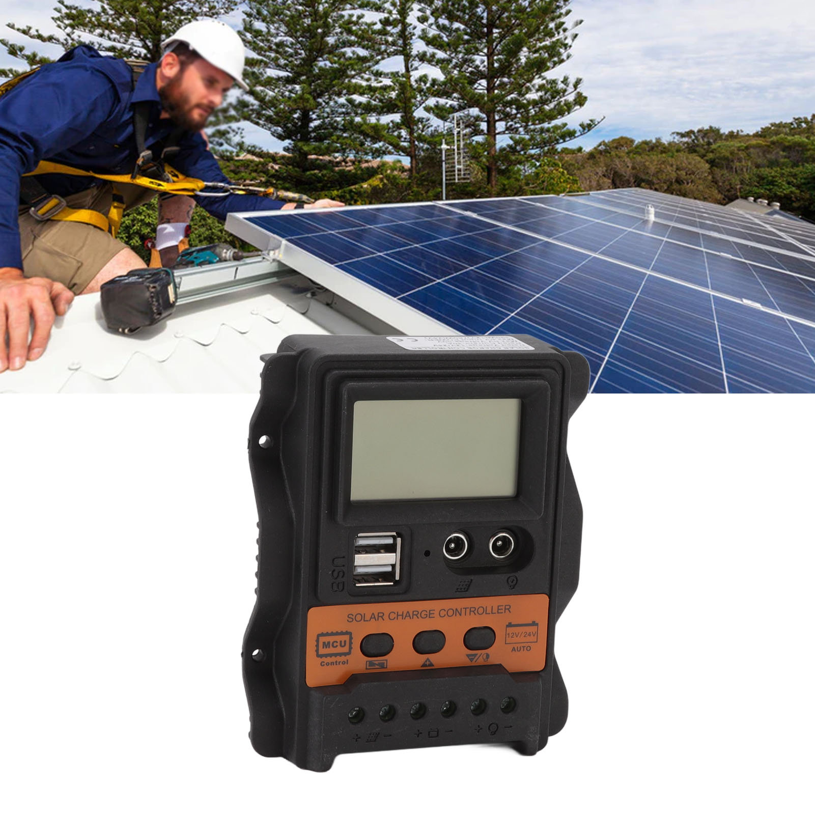 Dual-usb-photovoltaik-leistungsregler (12 V/24 V), Lcd-solarregler, 30-a-pwm-regler