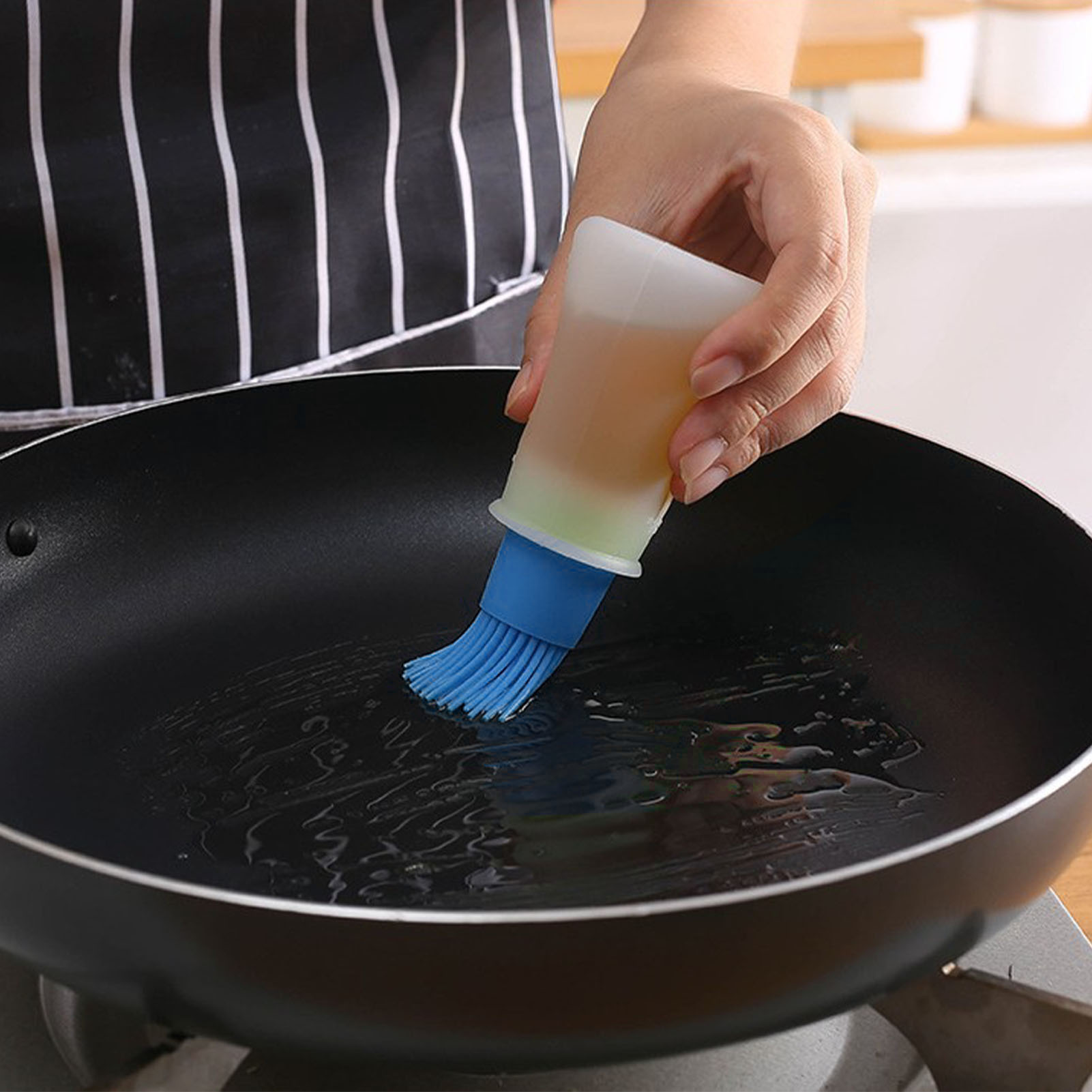 Silikonpinsel Für Ölflaschen Mit Deckel, Abgestufter Grillpinsel, Saucenpinsel, Butterpinsel, Blauer Pinsel Für Küchenutensilien.