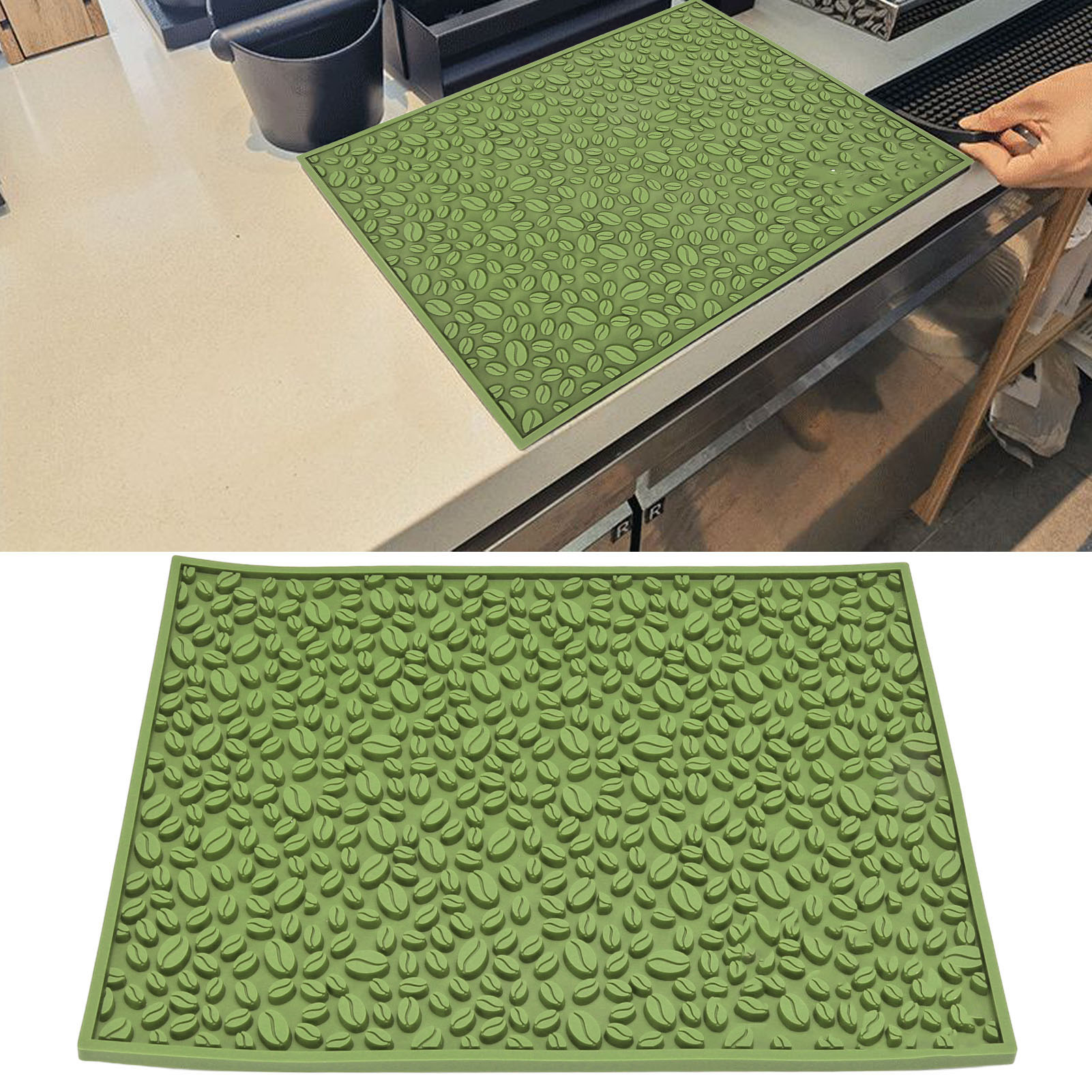 Barmatte 40 X 30 Cm, Rutschfester Untersetzer Für Weingläser, Tropfschutzmatte, Wasserdichte Matte, Grün