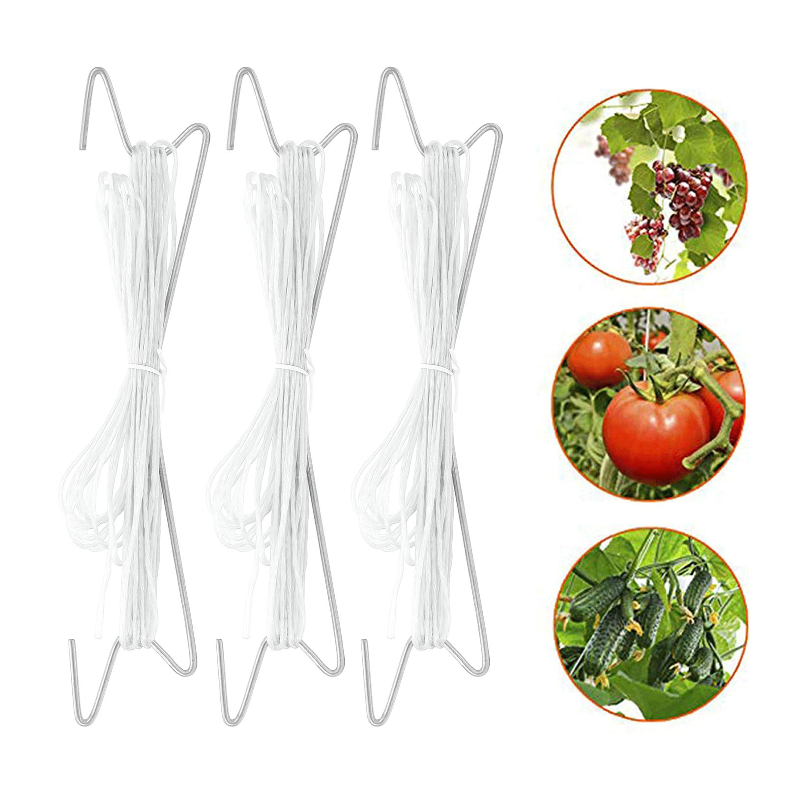 10 Sets Tomatenhaken Mit Seilen Zur Unterstützung Des Kletterwachstums Von Gemüsepflanzen In Gewächshäusern.