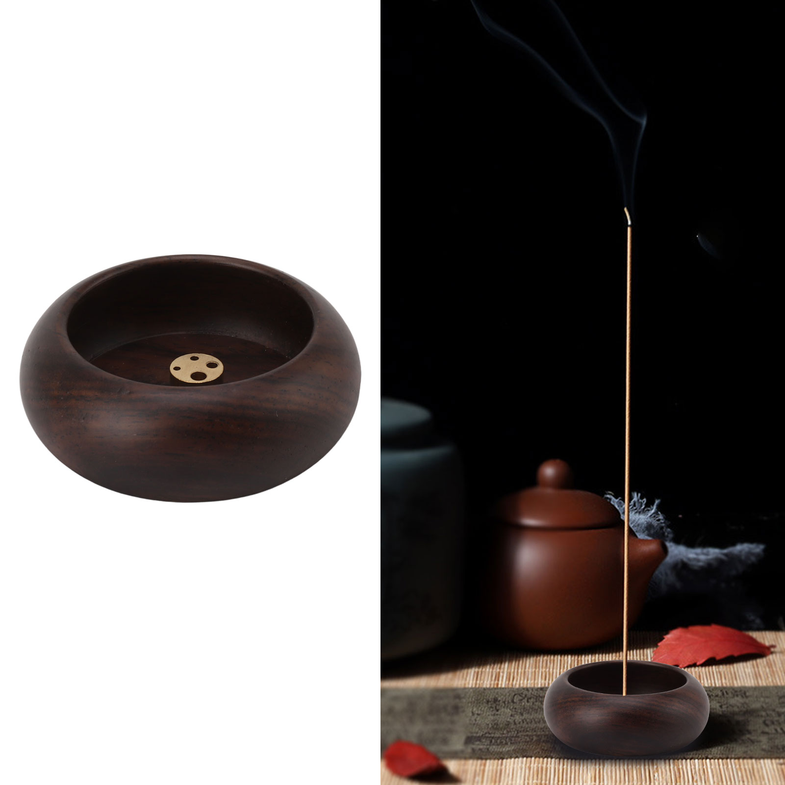 Räuchergefäß Aus Massivholz, Räuchergefäßhalter Aus Reinem Kupfer Mit Mehreren Löchern, Mini-taschen-räuchergefäß, Klein, Ideal Für Büro Oder Zuhause, Aromatherapie-ständer A