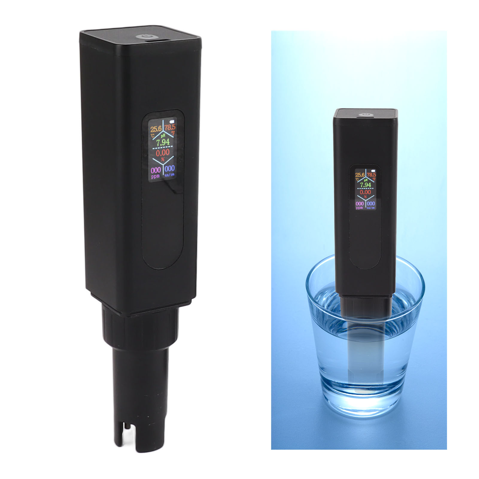 5-in-1 Wasserqualitätsanalysator: Salinometer, Ph-tester, Tds-analysator, Leitfähigkeitsmesser (wiederaufladbar).
