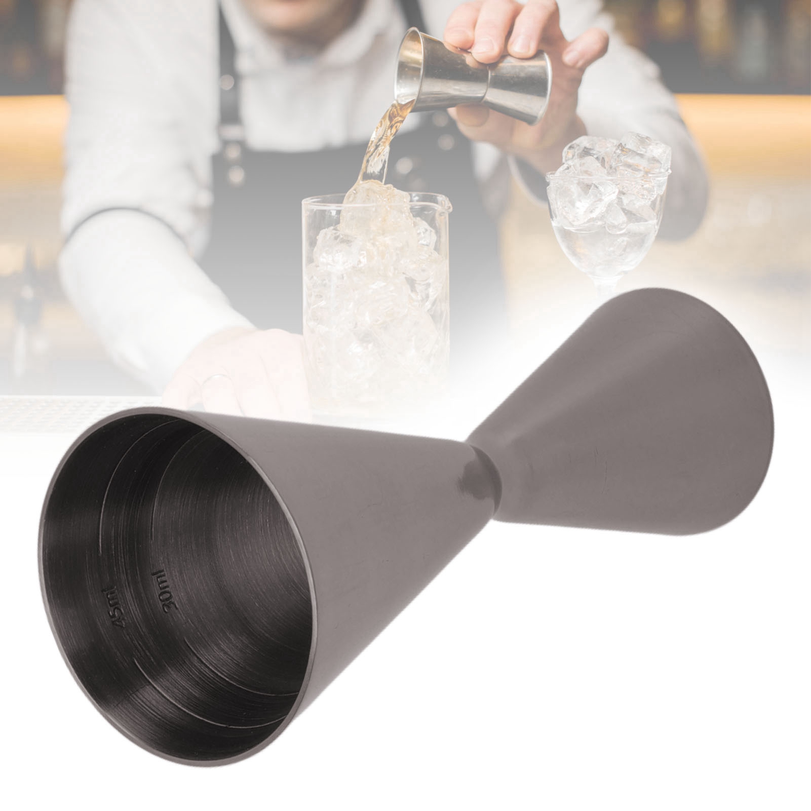 Kreativer, Einteiliger Messbecher Aus Edelstahl, Fein Graviert, Metallmessbecher, 1/2 Oz, Schwarz Verchromt.