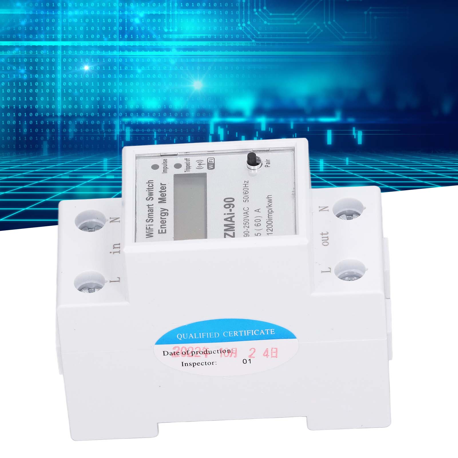 Tuya Smart-energiezähler, Wlan-fähiger Intelligenter Einphasen-zählerschalter, Multifunktionaler Energiezähler, 90–250 V