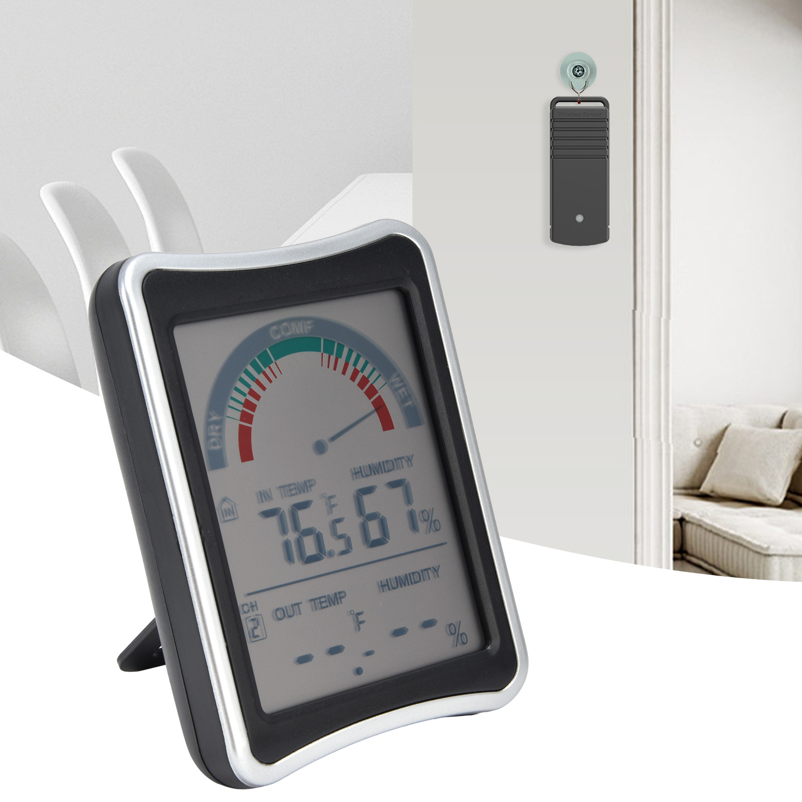 Kabelloses Innenthermometer Und Hygrometer Für Den Einsatz In Haushalt Und Lagerhalle, Mit Mehrkanalempfänger Und Digitalanzeige – Elektronisches Thermometer