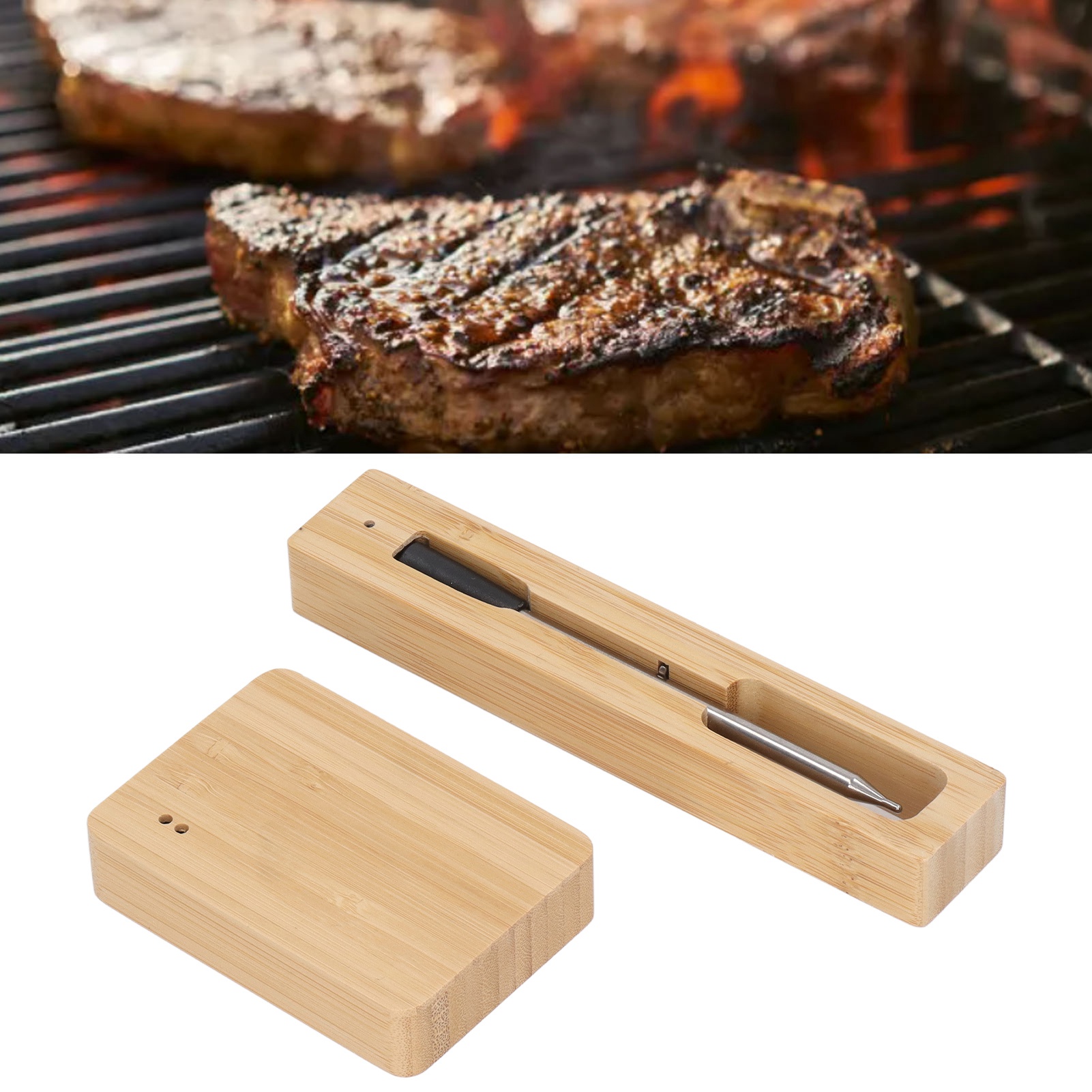 Kabelloses Bluetooth-grillthermometer, Küchenthermometer, Fleischthermometer Mit Repeaterfunktion, Usb-wiederaufladbares Lebensmittelthermometer