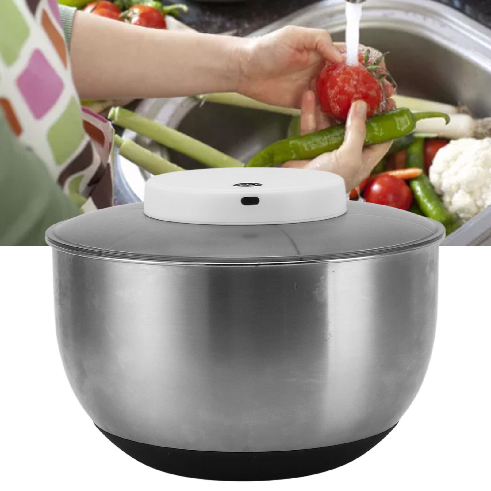 Elektrischer Gemüsedörrer, Schnelles Waschen Und Schleudern, Trennung Von Trockenem Und Feuchtem Obst Und Gemüse, Salatschleuder