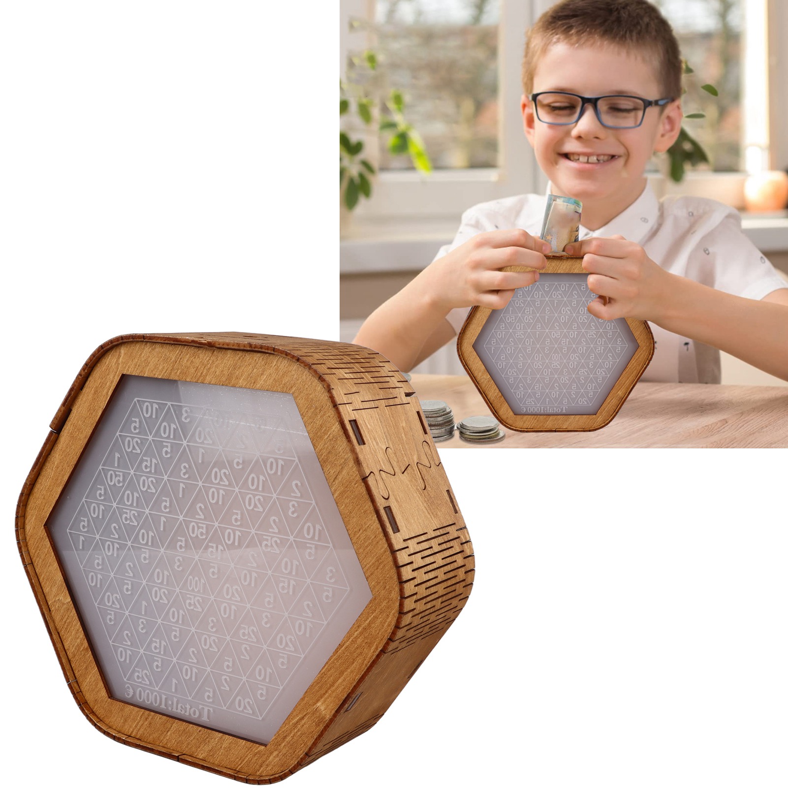 Kreatives Sparschwein Aus Holz Mit Zahlen, Sparschwein Für Kinder Und Erwachsene, Dekoratives Sparschwein.